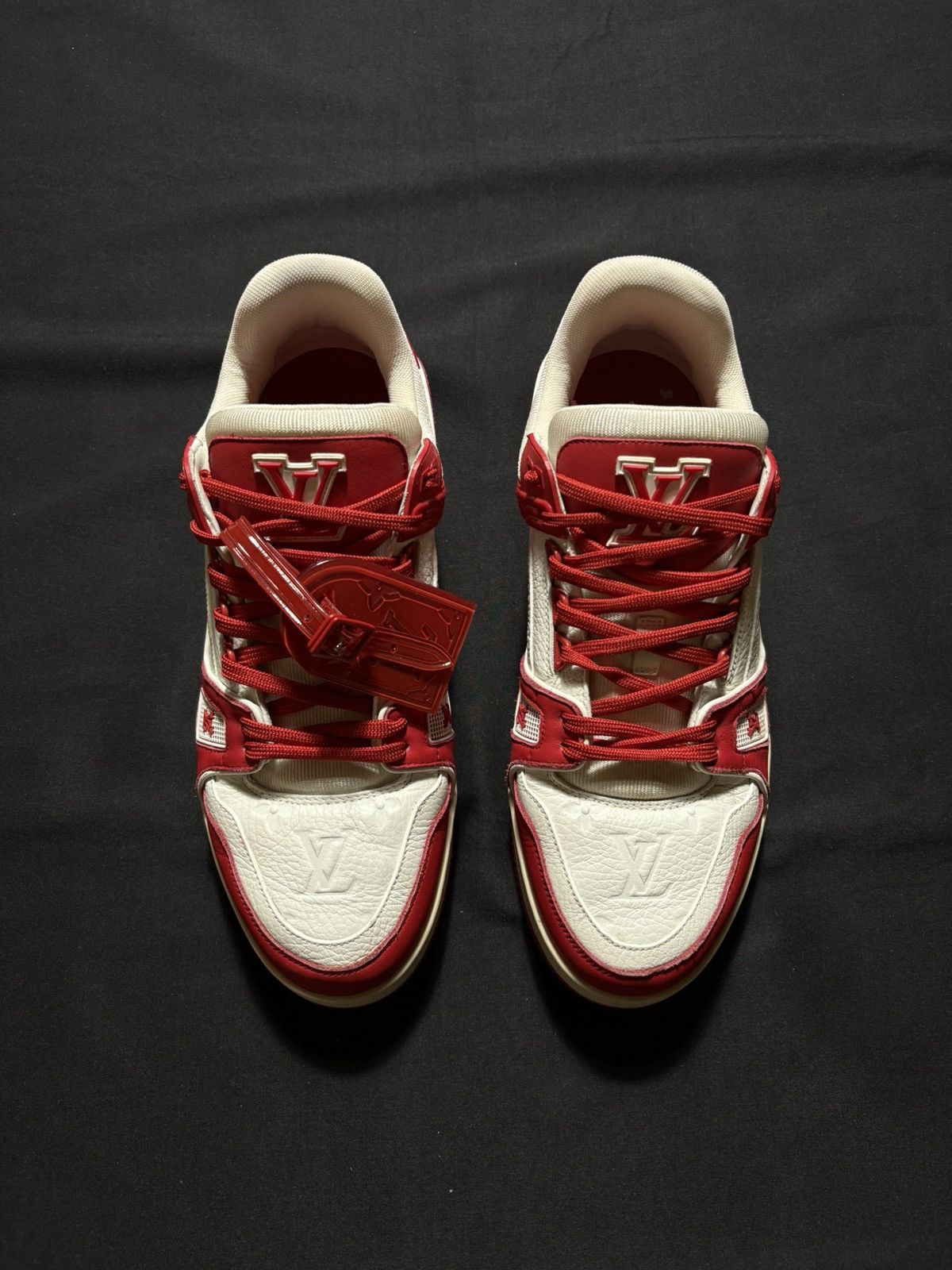 Louis Vuitton Louis Vuitton Red White Monogram Trainers - Size 7.5LV Size US 9 / EU 42 - 2 Thumbnail