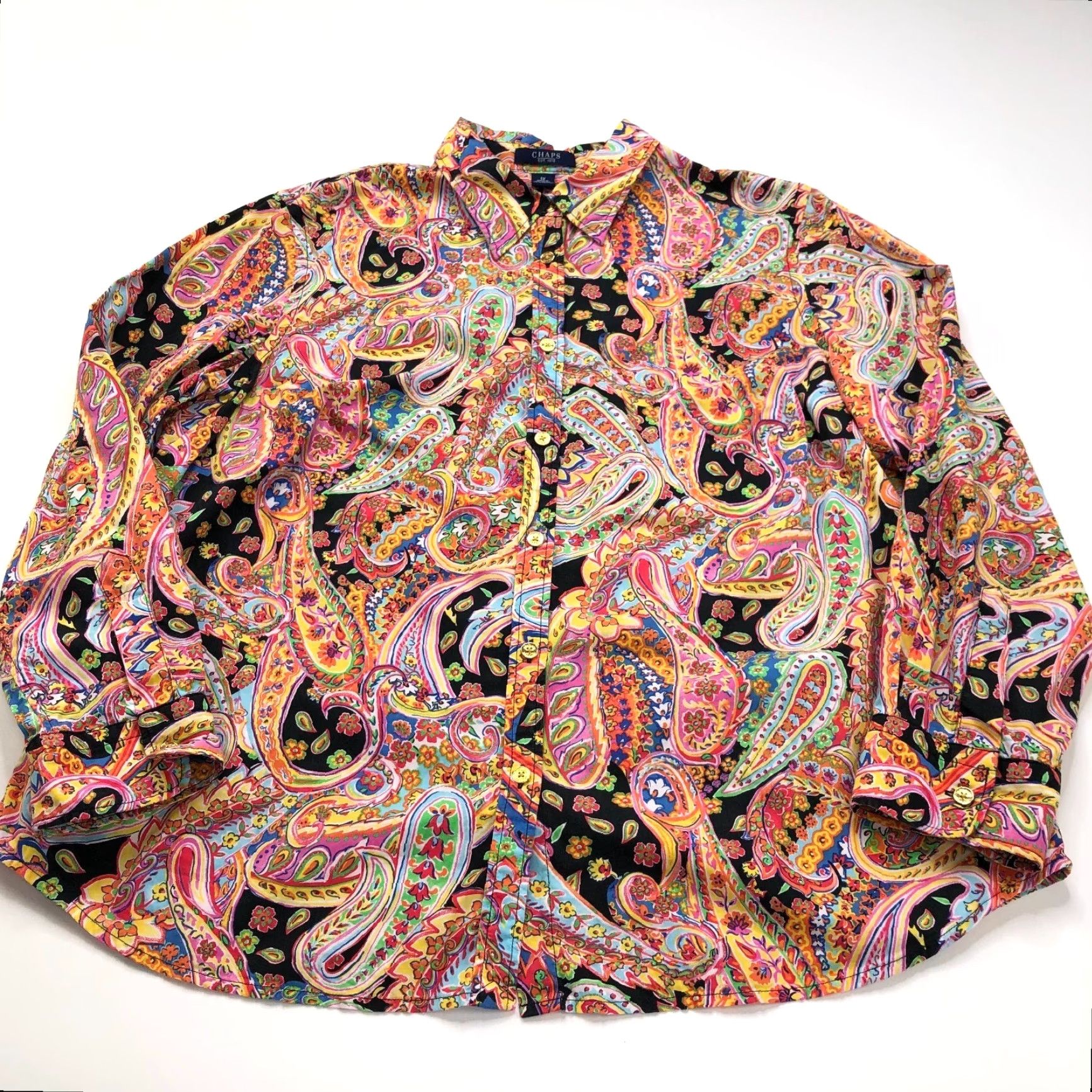 Chaps Chaps Paisley Plus 1X Women's Button Long Sleeve Multicolor Dress Shirt Size XL / US 12-14 / IT 48-50 - 2 Thumbnail