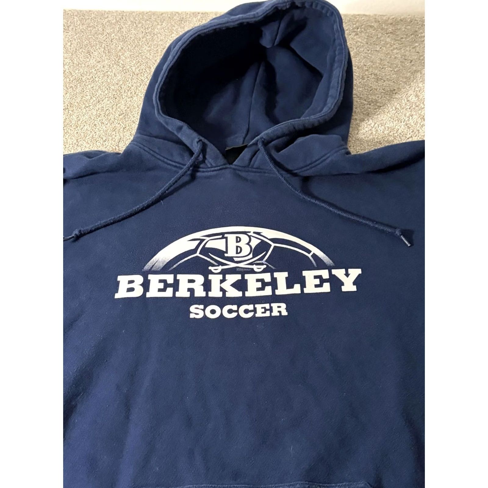 Adidas Adidas Mens XL Blue Fleece Pullover - Berkeley Soccer Graphic Hoodie Size US XL / EU 56 / 4 - 2 Thumbnail