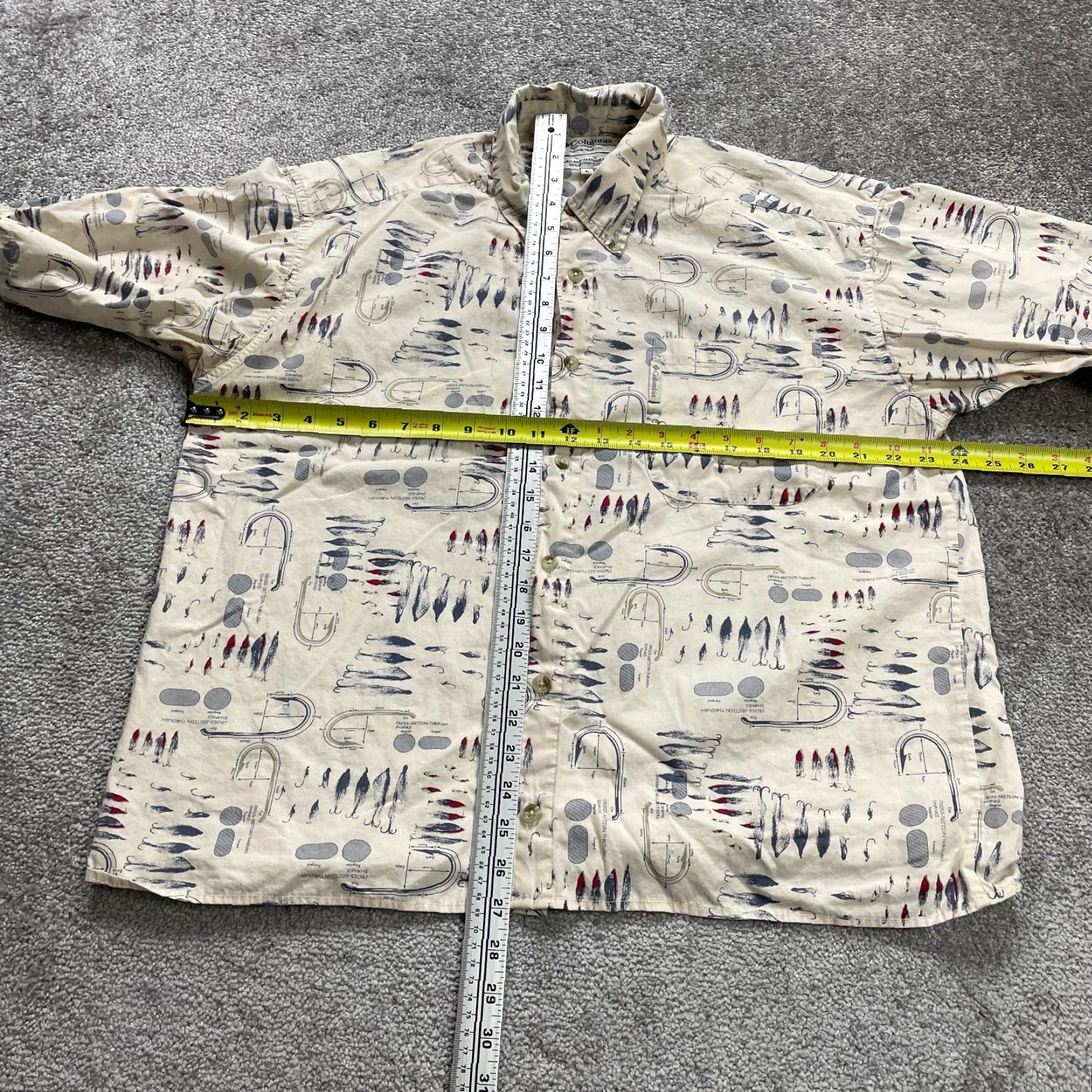 Vintage Columbia PFG Trollers Best Shirt Mens L Beige Patterned Short Sleeve Button-Up Quality Outdoor Fish Classic Men’s Shirt Size US L / EU 52-54 / 3 - 5 Thumbnail