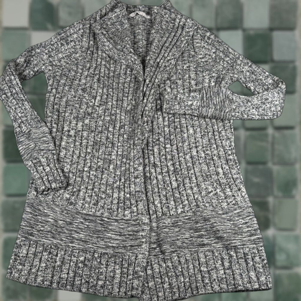 Athleta Athleta Cardigan Sweater Womens Small Open Front Marled Knit Merino Wool Blend Black Geometric Size S / US 4 / IT 40 - 1 Thumbnail