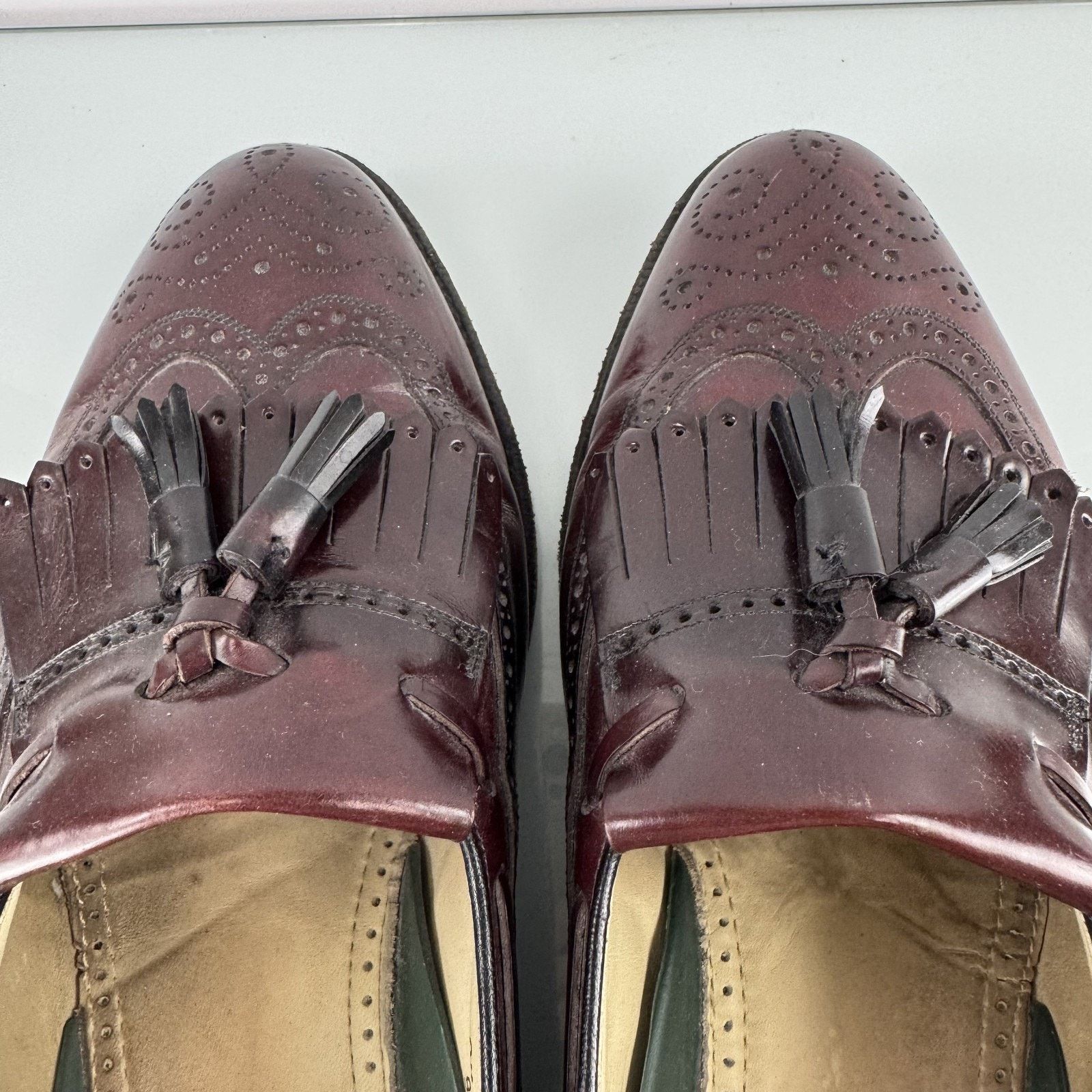 Florsheim Florsheim VTG Loafers 9.5 3E Burgundy Wing Tip Tassels USA Size US 9.5 / EU 42-43 - 5 Thumbnail