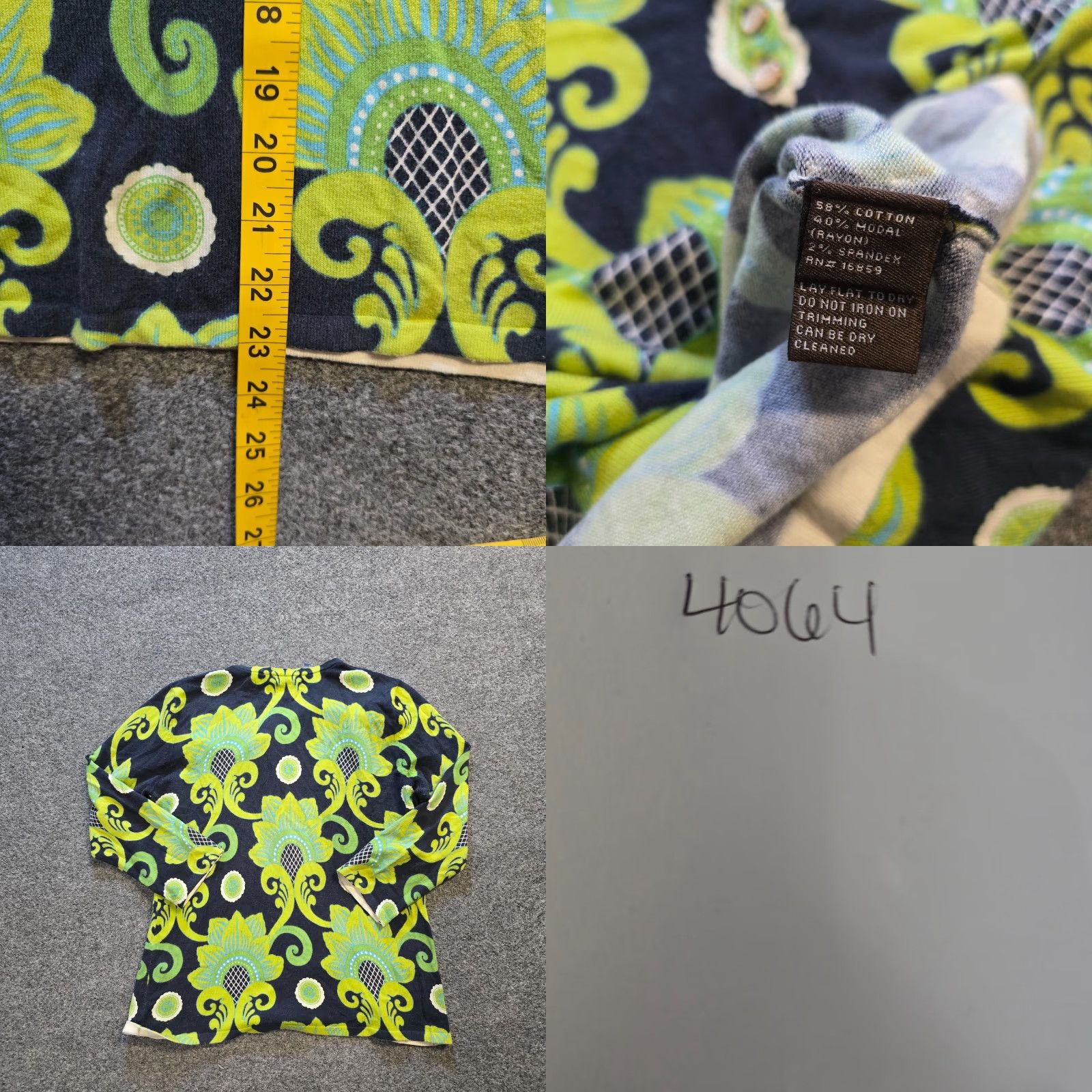 J.McLaughlin J McLaughlin Sweater Womens Size Medium Black Green Floral Lightweight Casual Pullover Long Sleeve V-Neck Knit Cotton Modal Regular Dressy? Size M / US 6-8 / IT 42-44 - 8 Thumbnail