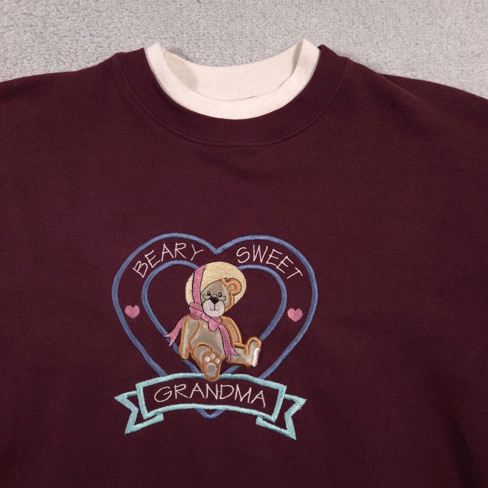 Vintage VINTAGE Cheek-O Sweatshirt Womens XL Burgundy Beary Sweet Grandma Made USA 90s Size XL / US 12-14 / IT 48-50 - 3 Thumbnail