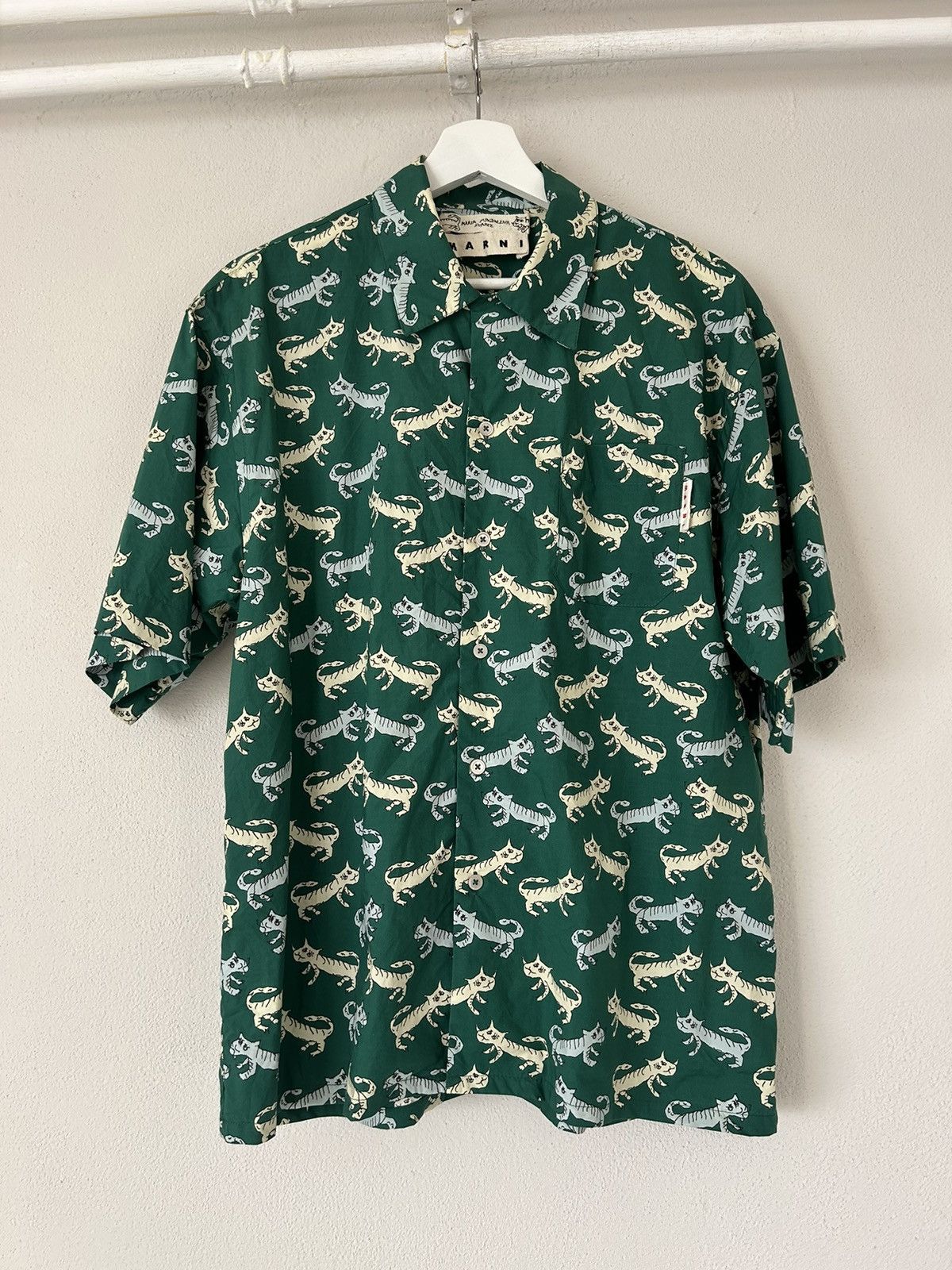 Marni Cat Print Short-Sleeve Button-Up Shirt Size US M / EU 48-50 / 2 - 2 Thumbnail