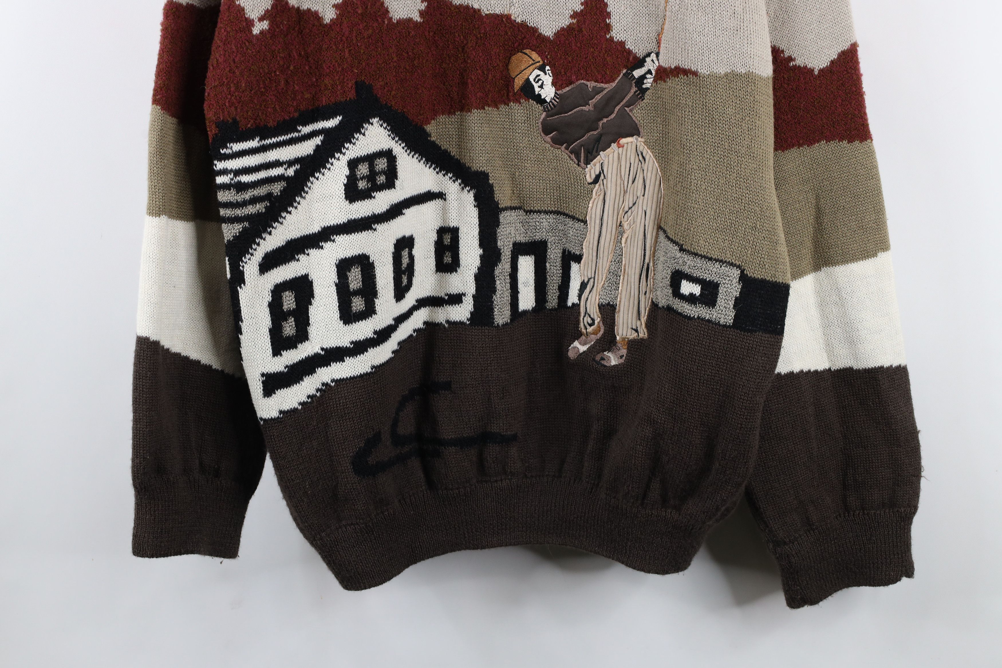 Vintage Vintage 90s Streetwear Abstract Thick Wool Knit Golf Sweater Size US XL / EU 56 / 4 - 3 Thumbnail