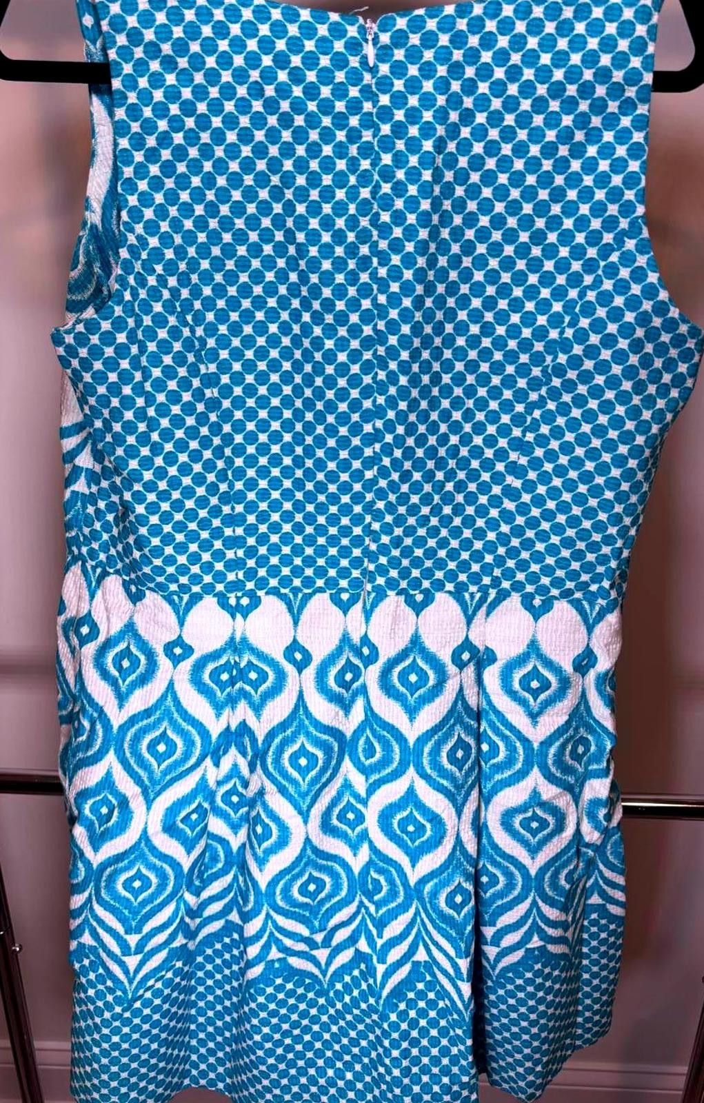Ann Taylor Stylish Taylor Sleeveless Dress in Teal Pattern size 14 Size XL / US 12-14 / IT 48-50 - 2 Thumbnail
