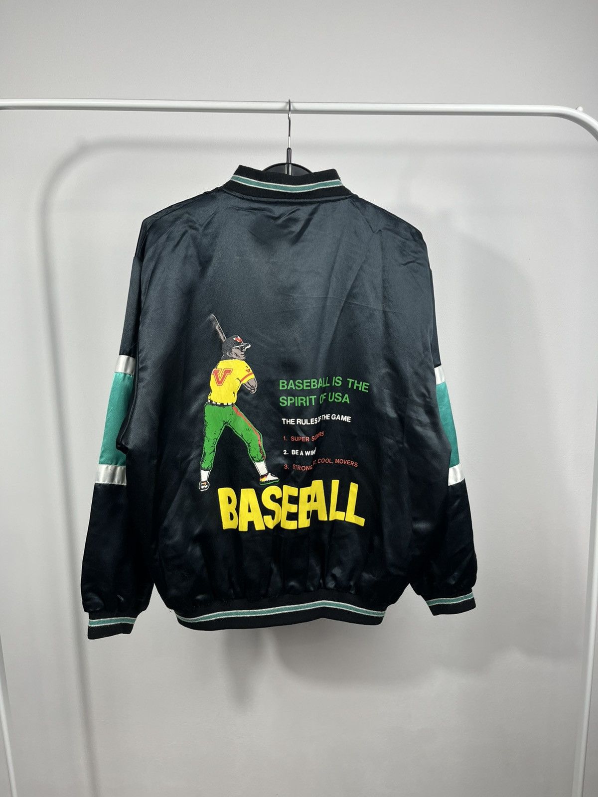 Other Vintage Baseball Satin Bomber Jacket Sports Line Graphic Size US L / EU 52-54 / 3 - 11 Thumbnail