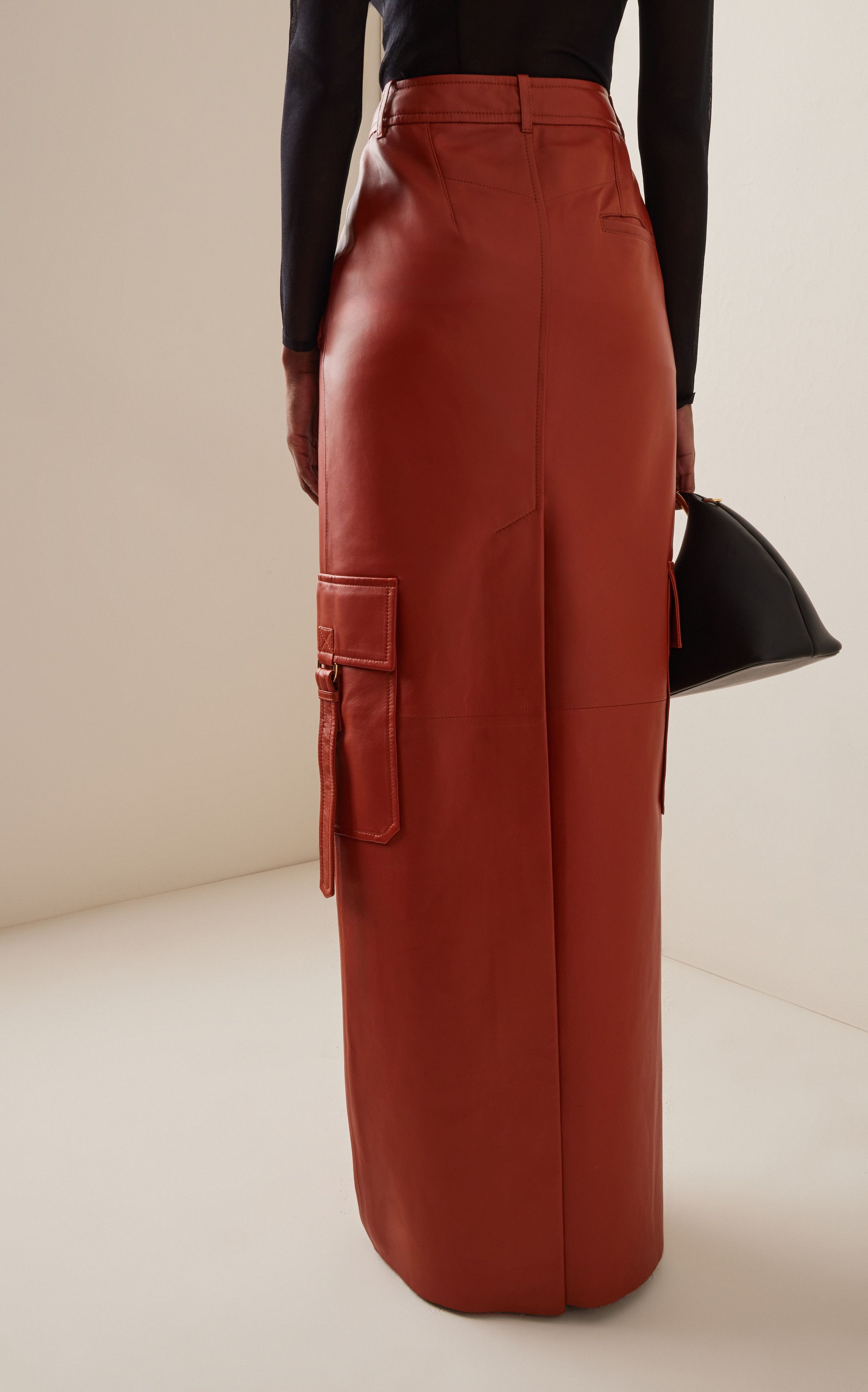 Zimmermann oc11z0725 Illustration Leather Cargo Maxi Skirt in Red Size 28" / US 6 / IT 42 - 4 Thumbnail