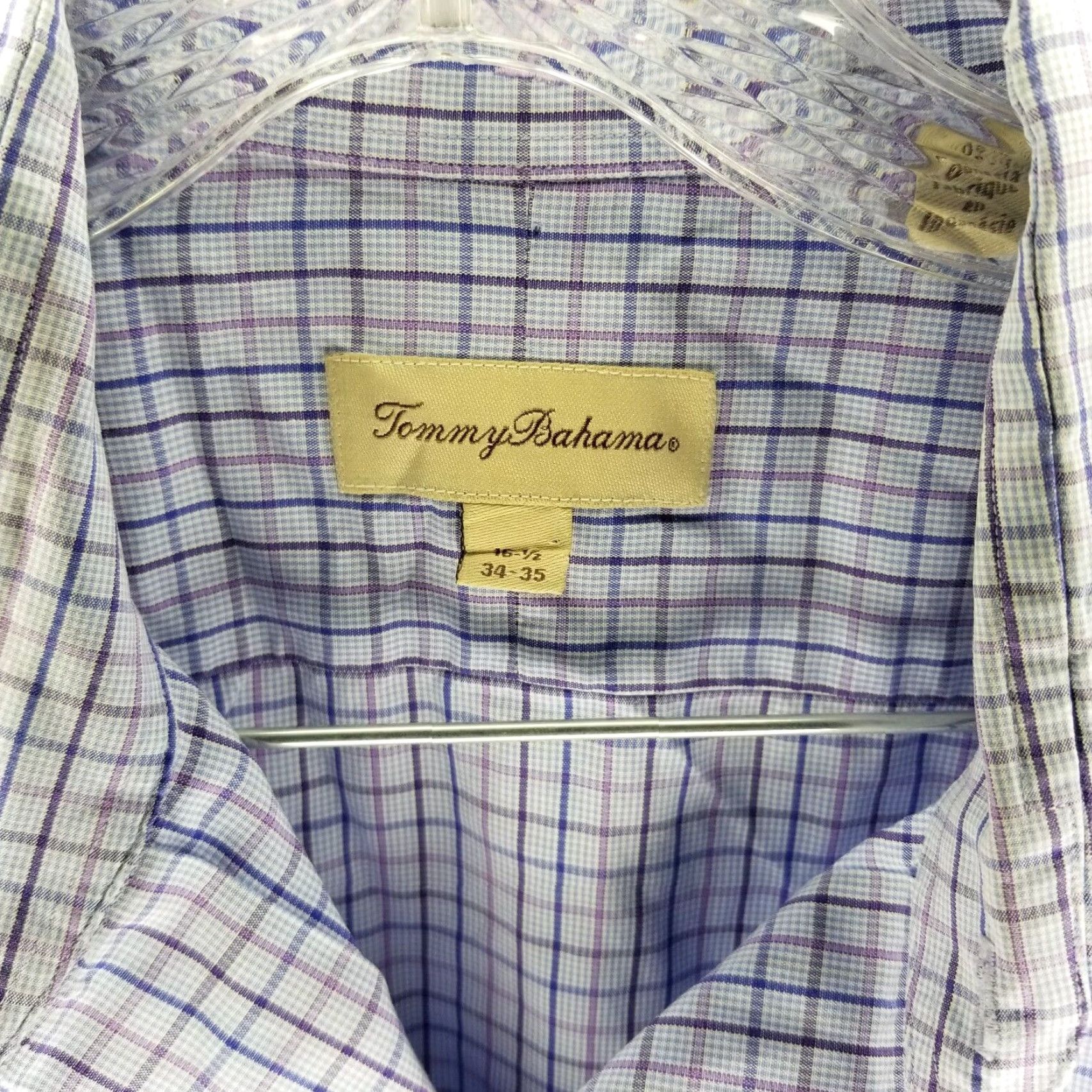 Tommy Bahama TOMMY BAHAMA Mens Purple Plaid Long Sleeve Button-Up Dress Shirt Size 34-35 Size 34R - 5 Thumbnail