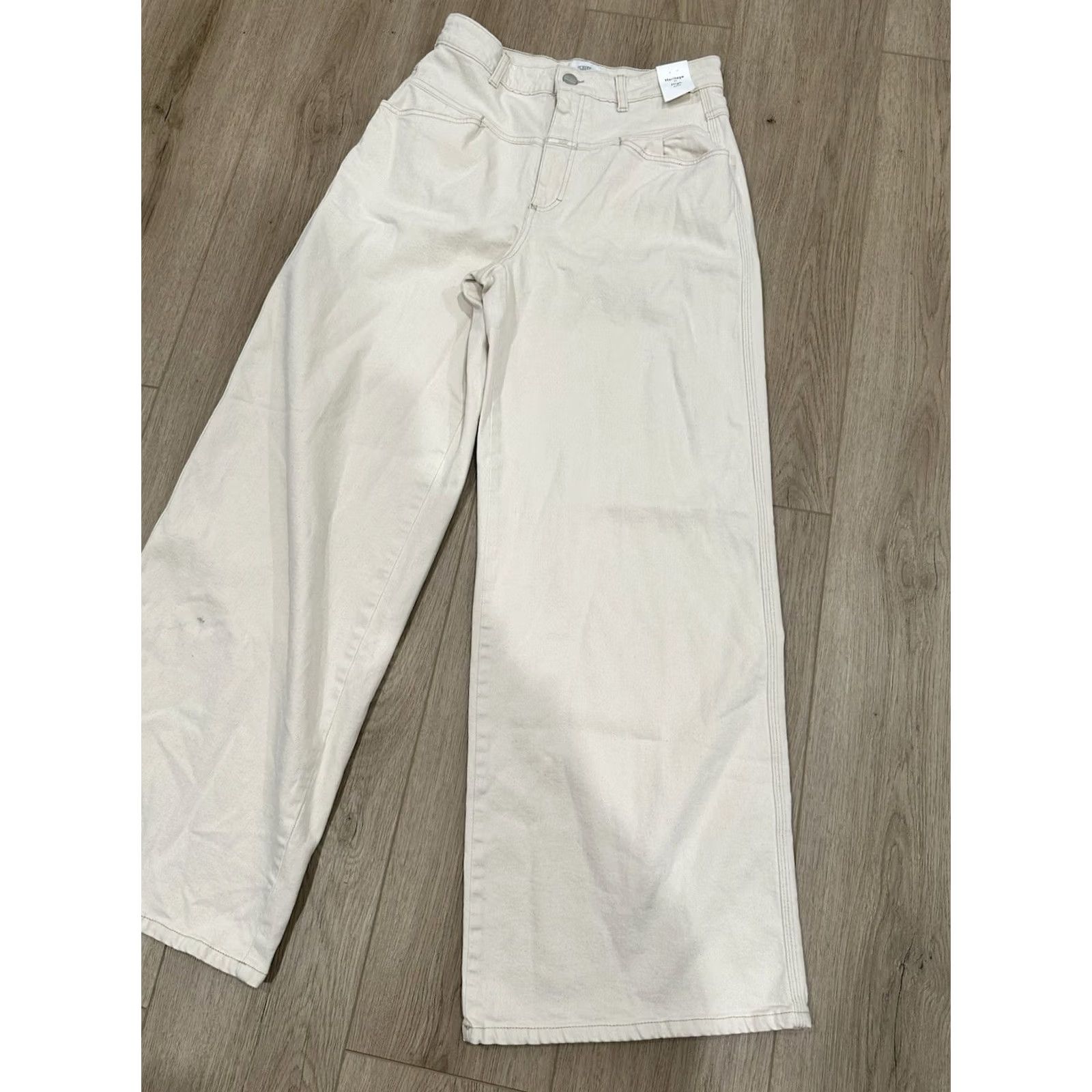 CLOSED NWT CLOSED Ivory Wide-Leg Denim Jeans 29 High Waist Flared-x Heritage Fit 5-Pocket Size 29 Womens Jeans Size 29" - 2 Thumbnail