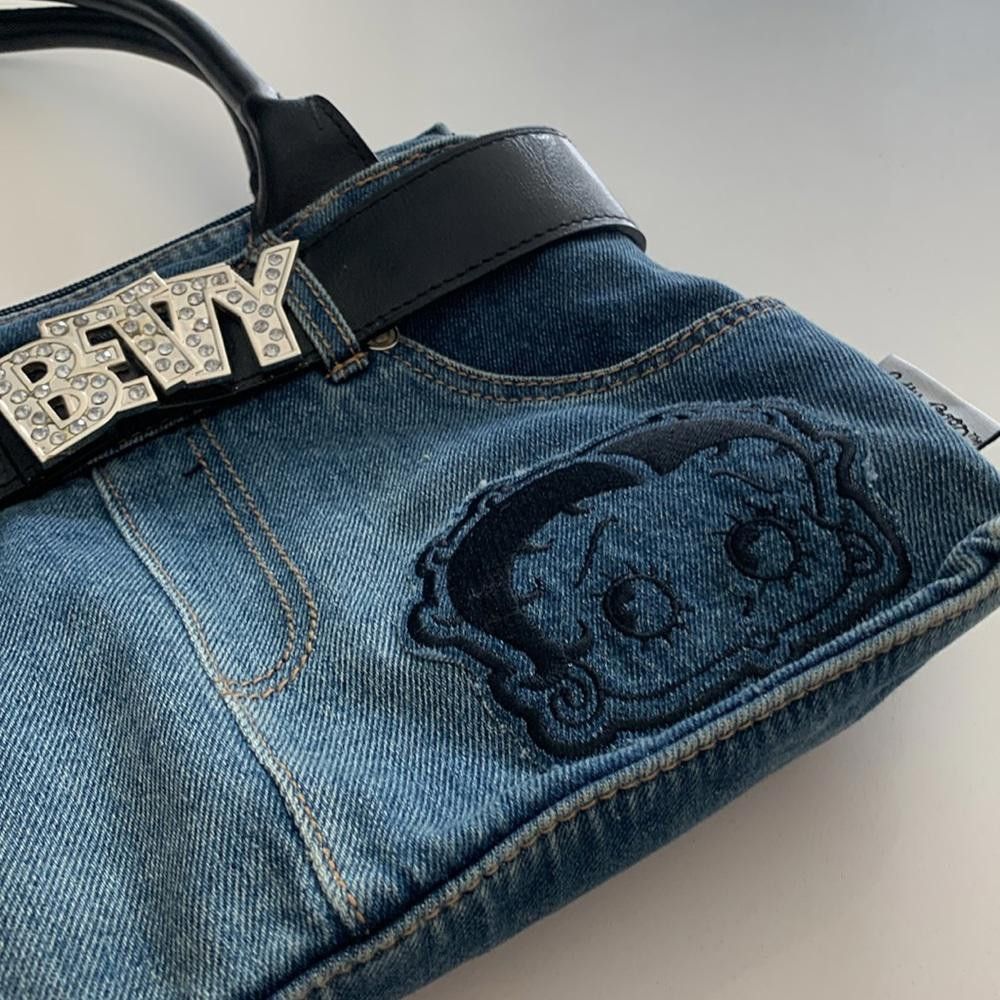 Designer Betty Boop Denim Handbag with Rhinestone Detail Size ONE SIZE - 2 Thumbnail