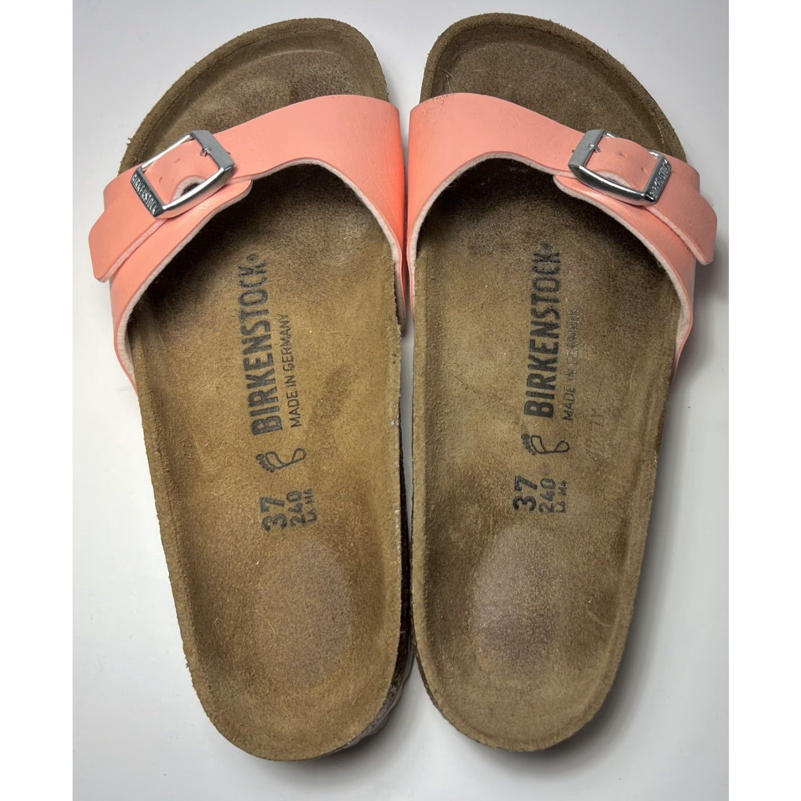 Birkenstock Birkenstock Women's Madrid Patent Slides Sandals Coral Peach US 6 EUR 37 Size US 6 / IT 36 - 3 Thumbnail