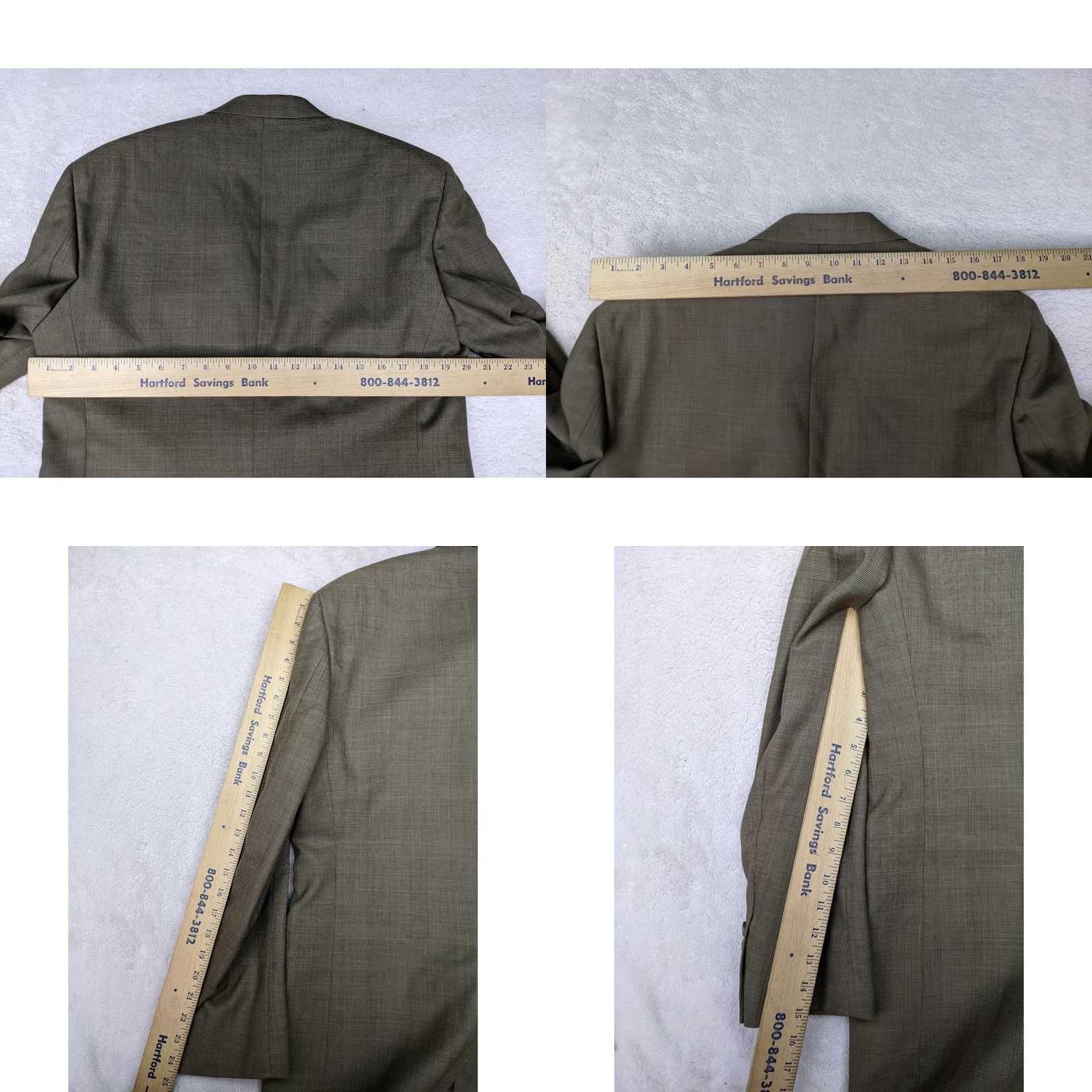 Stafford Stafford Beige Glen Check 100% Wool Blazer Jacket 2 Button Prince Wales 38R Men Blazer Size 38R - 9 Thumbnail