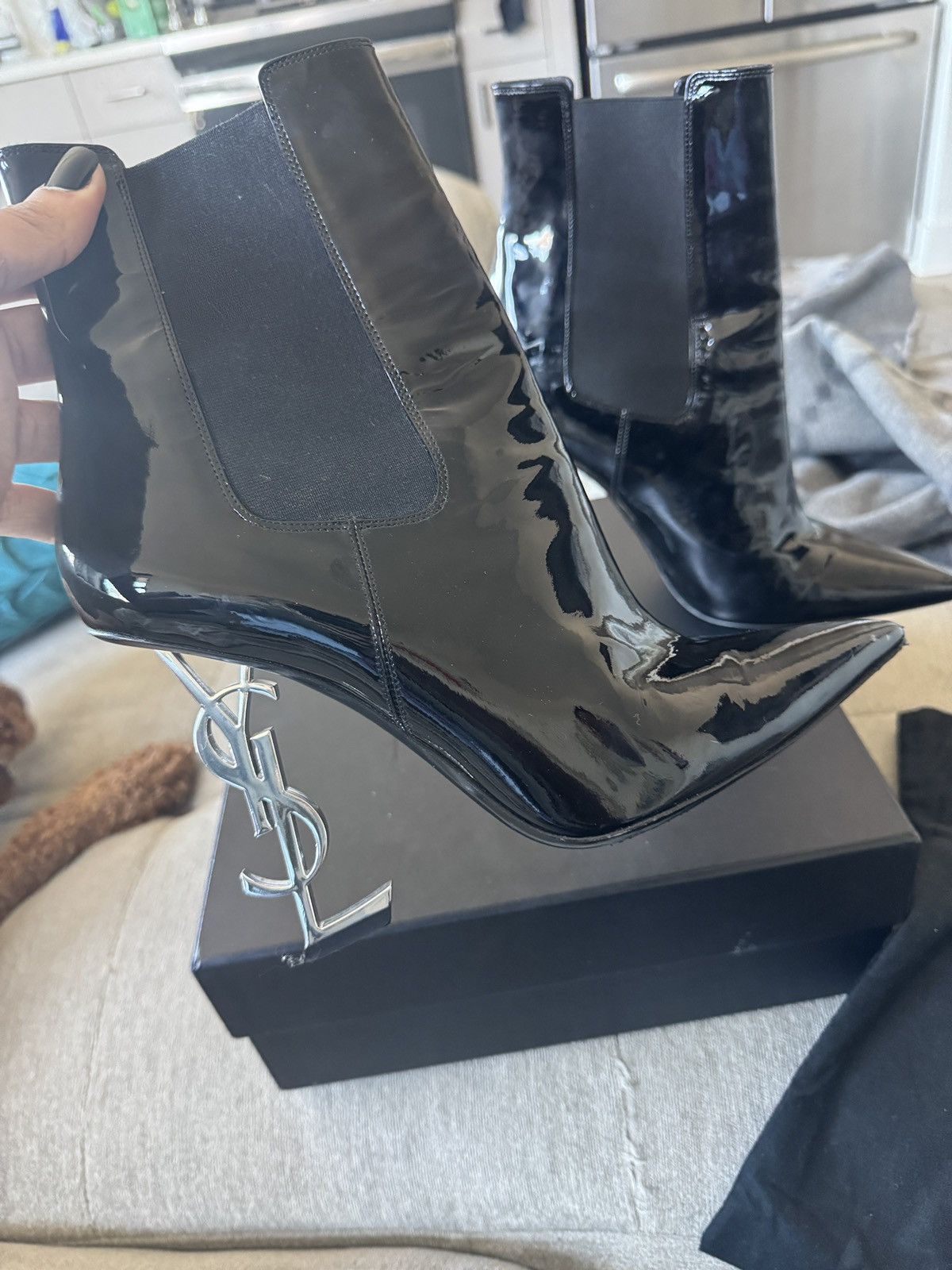 Yves Saint Laurent Saint Laurent Opyum Patent Leather Ankle Boots – Size 41 Size US 11 / IT 41 - 1 Thumbnail