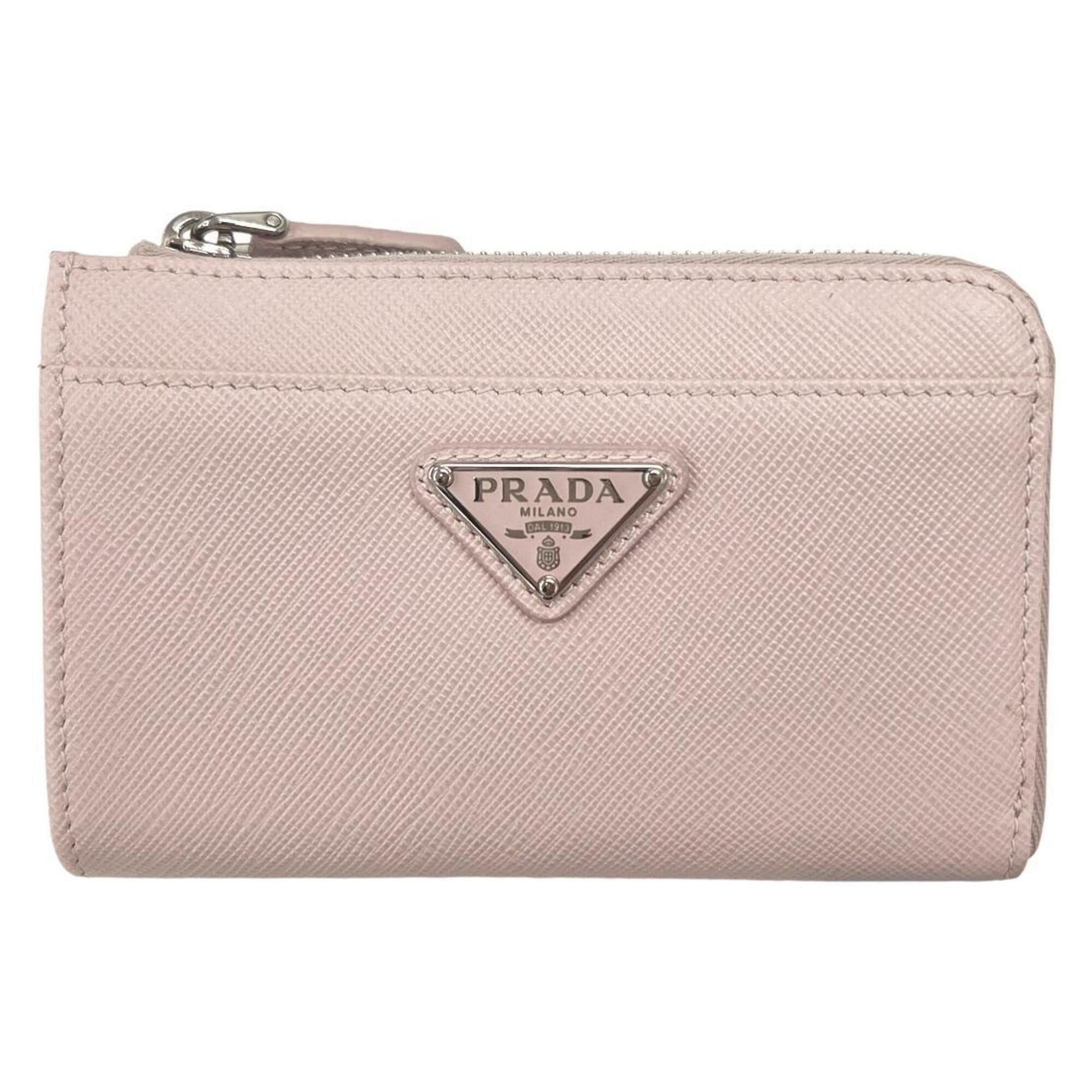 Prada Prada Wallet/Coin Case Key Saffiano Triangle Light Pink Leather 1PP122 Women's Size ONE SIZE - 1 Thumbnail