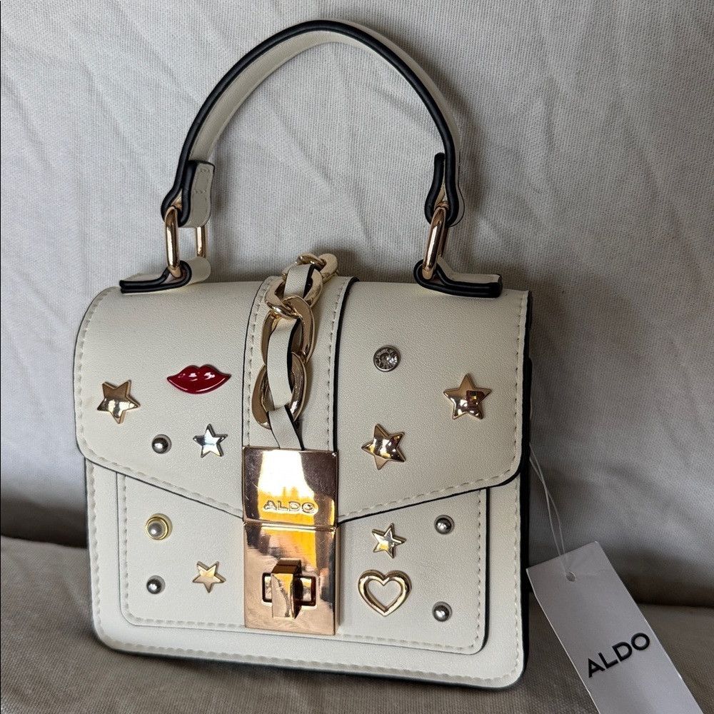 Aldo Aldo Alobrennan off white studded twist lock clasp handle/s Size ONE SIZE - 1 Thumbnail