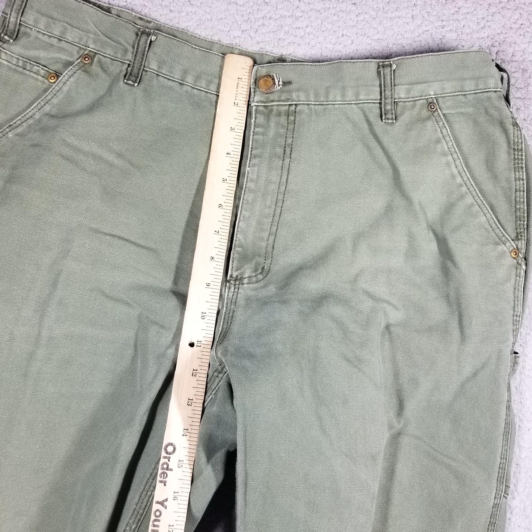 Vintage STANLEY VINTAGE Carpenter Pants Mens 38x32 Green Cotton Workwear Utility Tool Pockets Size US 38 / EU 54 - 4 Thumbnail