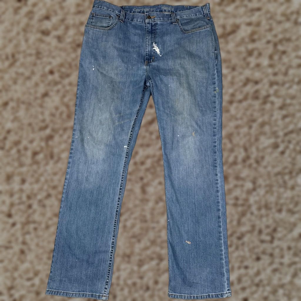 Carhartt Carhartt Jeans 40x34 Blue Medium Wash Relaxed Straight Leg Workwear Denim Mens Size US 40 / EU 56 - 1 Thumbnail