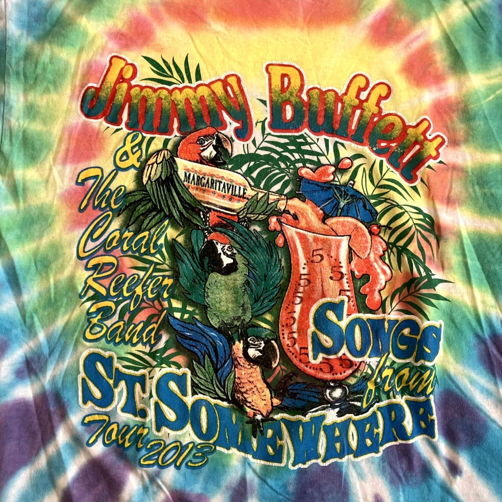 Hanes JIMMY BUFFETT & CORAL REEFER BAND- 2013 SONGS ST SOMEWHERE- TIE DYE T SHIRT - L Shirt Mens Concert Tee Tour Dates Multicolor Cotton Blend Hanes Size US L / EU 52-54 / 3 - 2 Thumbnail