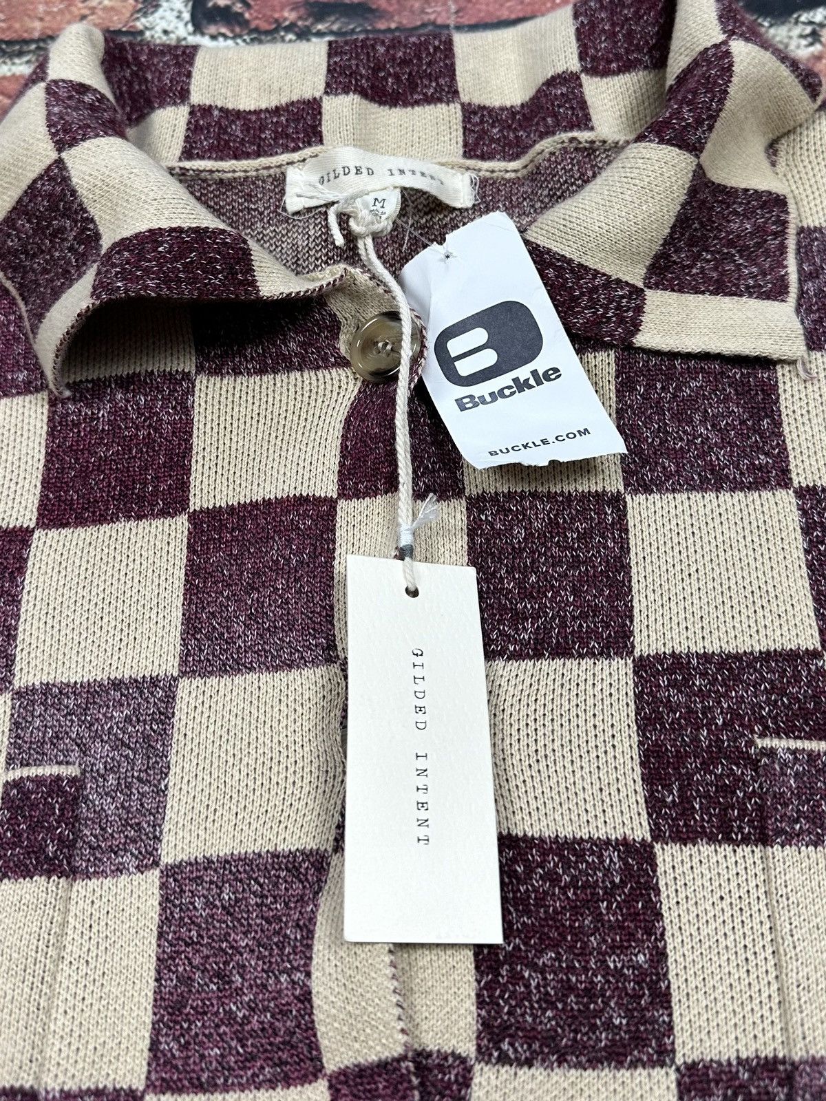BKE Buckle Gilded Intent Boho Checkered Cardigan Sweater NWT NEW Size M / US 6-8 / IT 42-44 - 8 Thumbnail