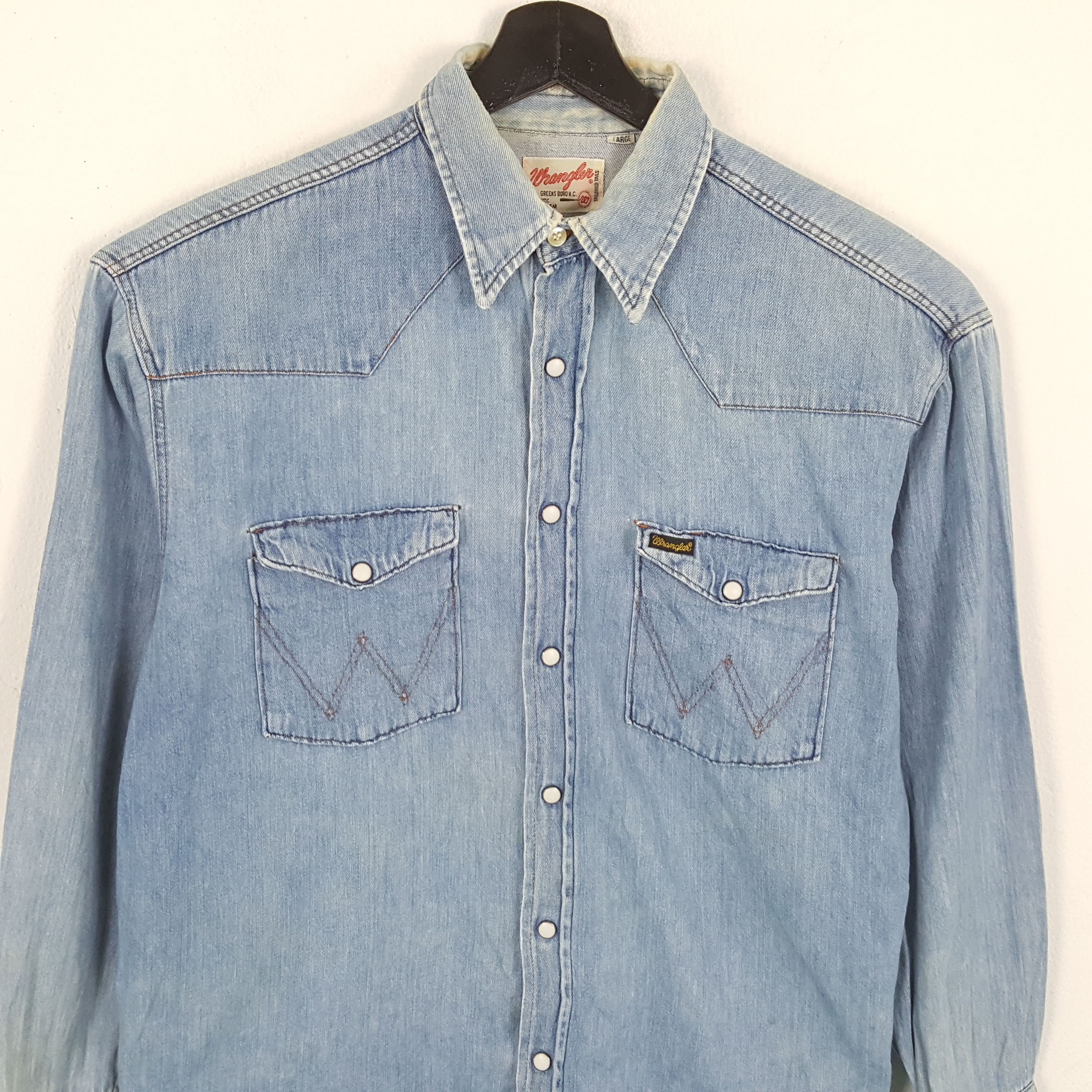 Vintage × Wrangler WRANGLER American Classic Style Casual Shirt Size US L / EU 52-54 / 3 - 2 Thumbnail