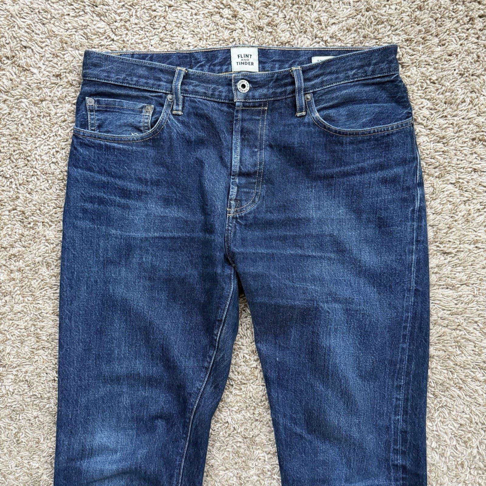 Flint And Tinder Flint And Tinder USA Selvedge Tapered Fit Denim Jeans Pants Size US 32 / EU 48 - 2 Thumbnail