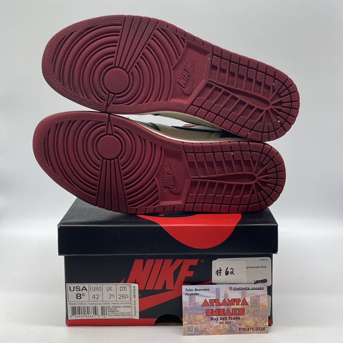 Nike Air Jordan 1 high bred toe Size US 8.5 / EU 41-42 - 7 Thumbnail