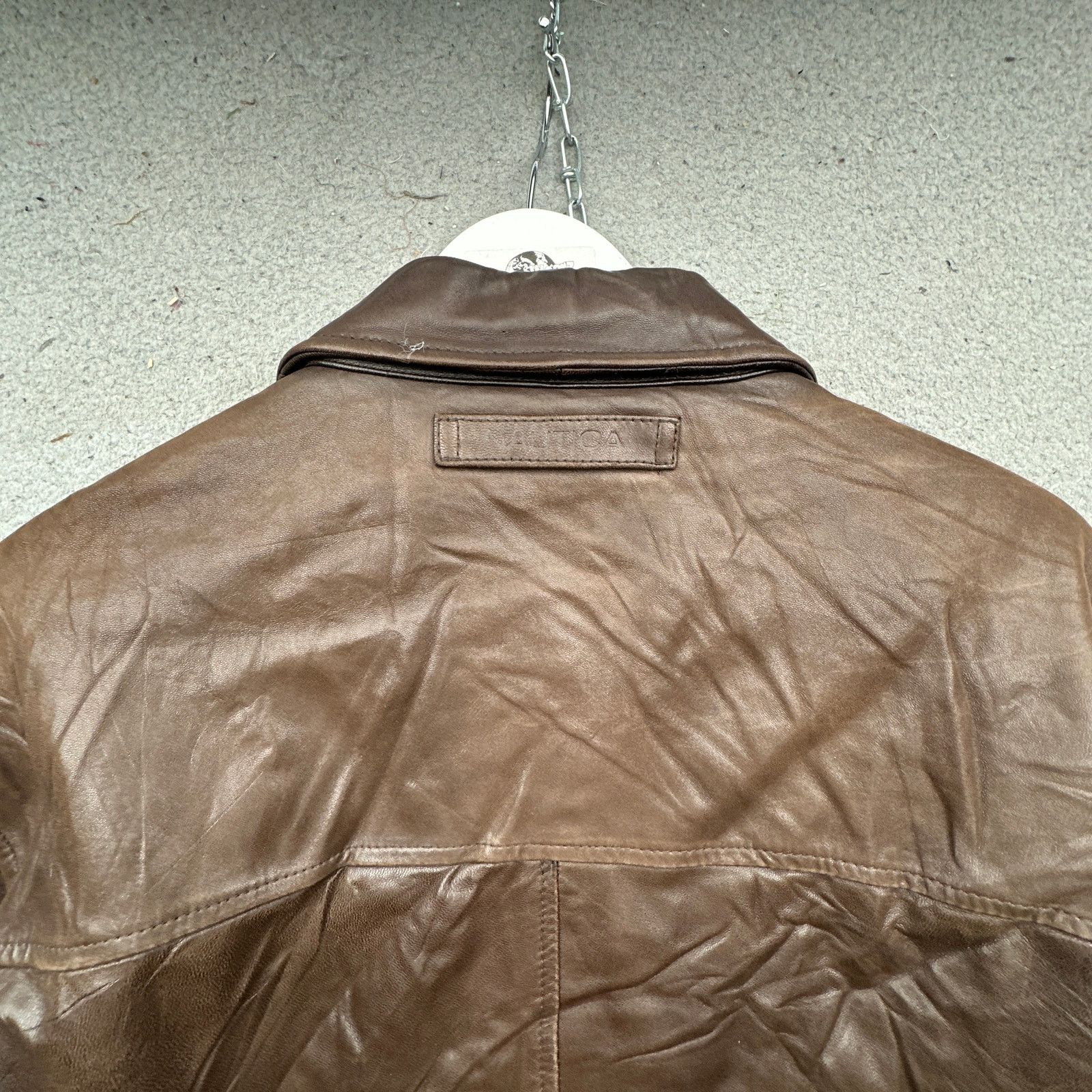 Nautica Nautica Leather Full Zip Lined Jacket Mens Large Brown Size US L / EU 52-54 / 3 - 9 Thumbnail