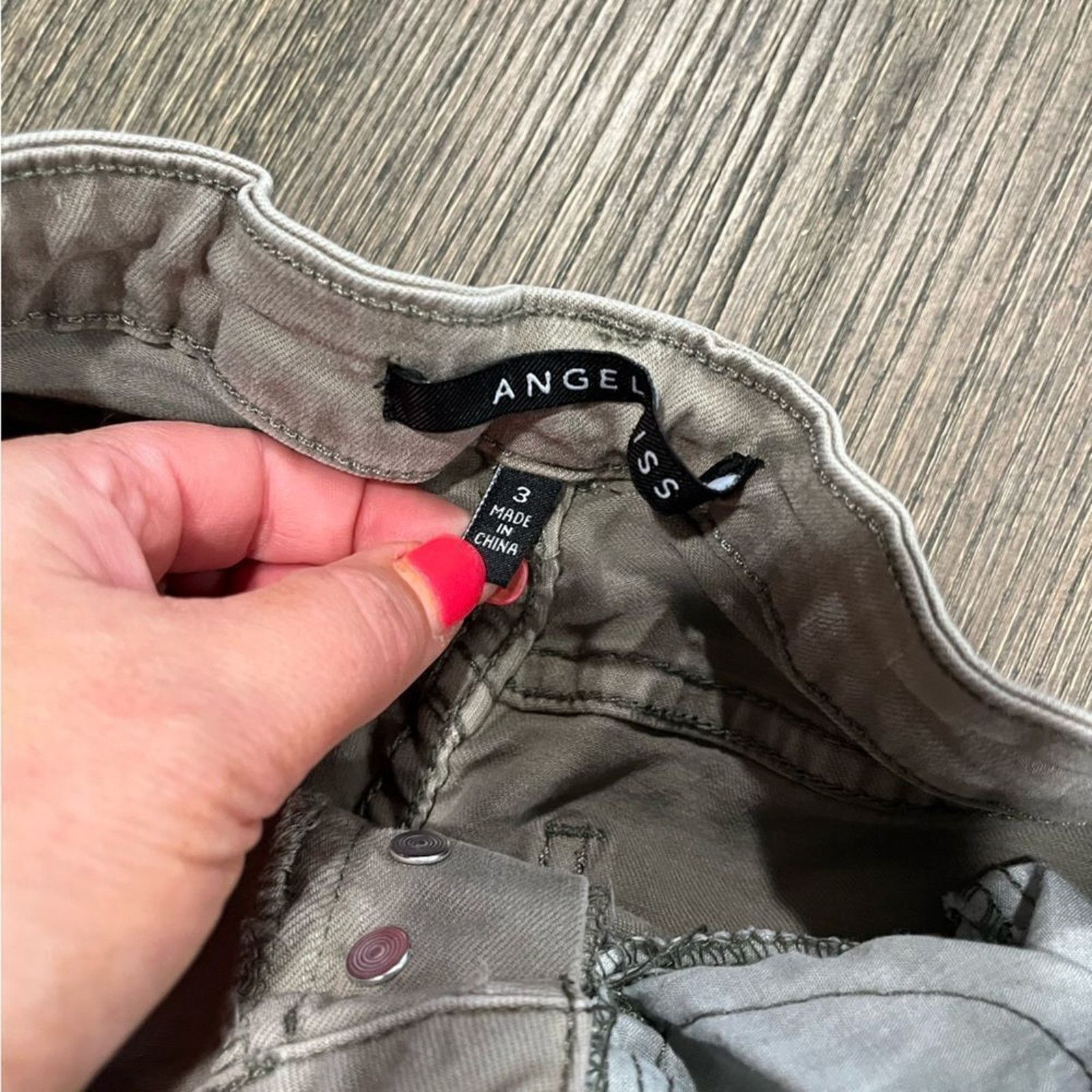 Vintage AngelKiss Olive Green Skinny Leg Distressed Jeans Size 3 Size 23" - 8 Thumbnail