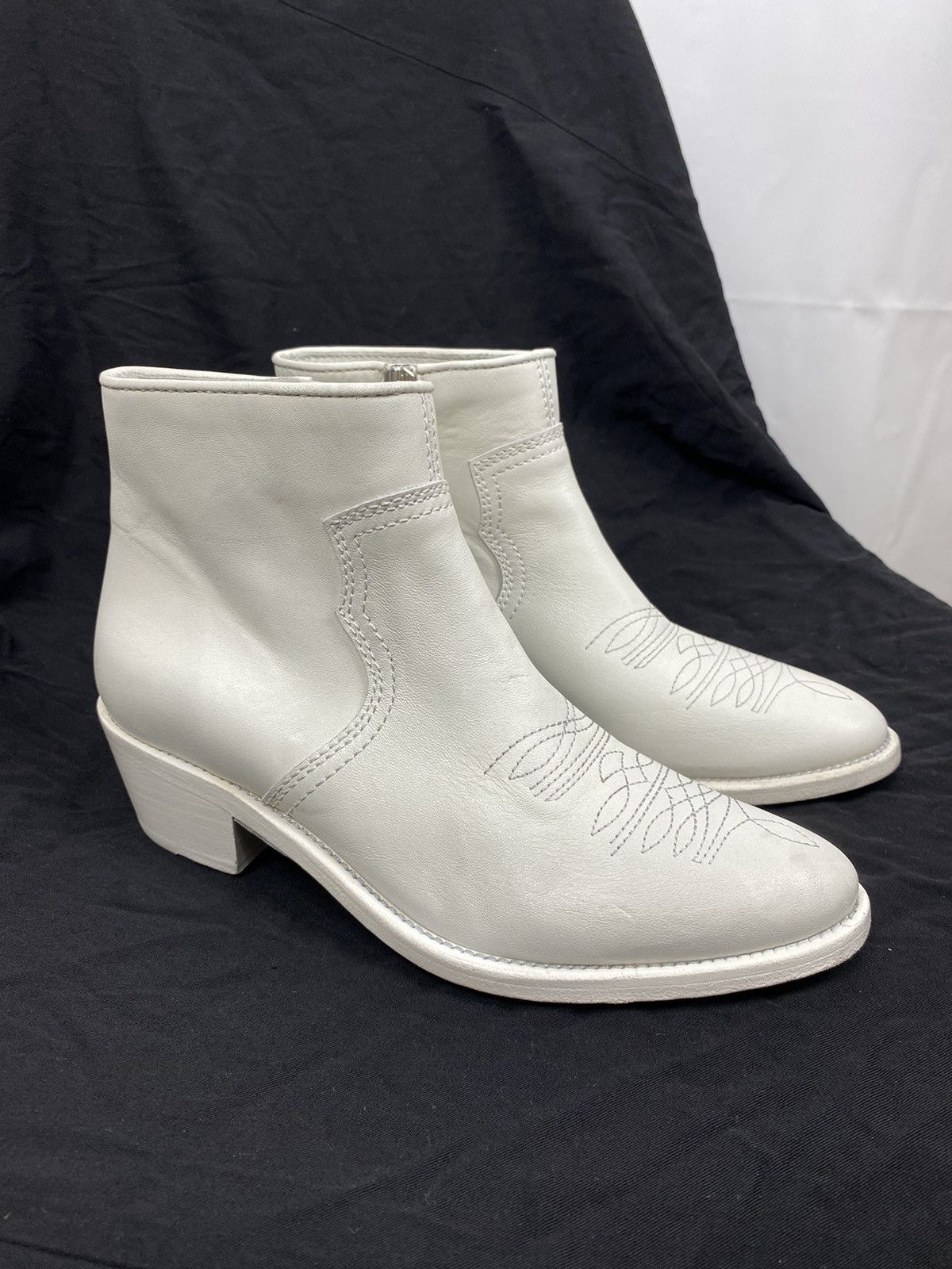 image of Zadig Voltaire Zadig & Voltaire Leather Western Boots Size 37 in White, Women's