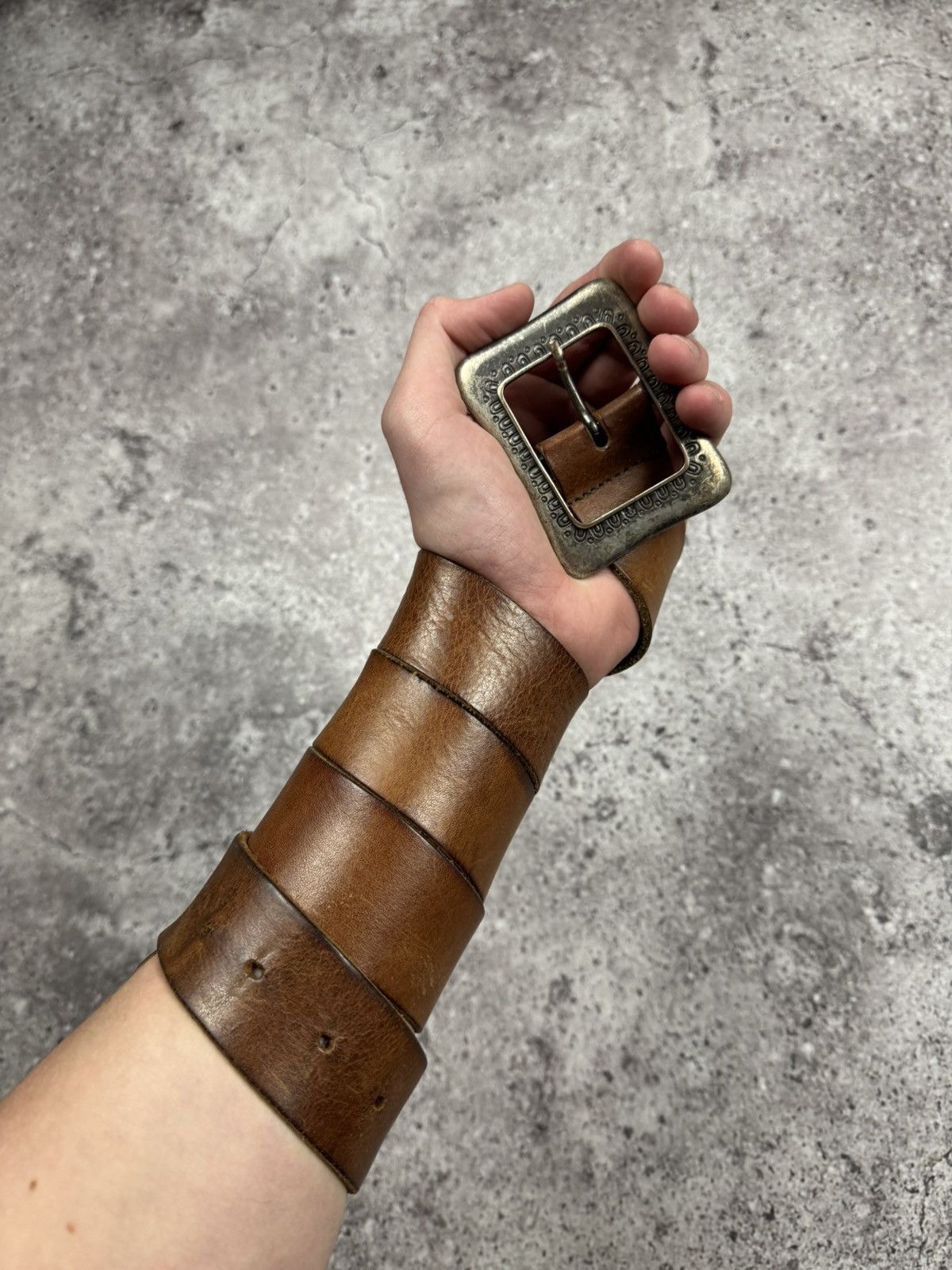 Japanese Brand 00’s NUMBER NINE STYLE LEATHER RARE Y2K WESTERN BELT VINTAGE Size ONE SIZE - 6 Thumbnail