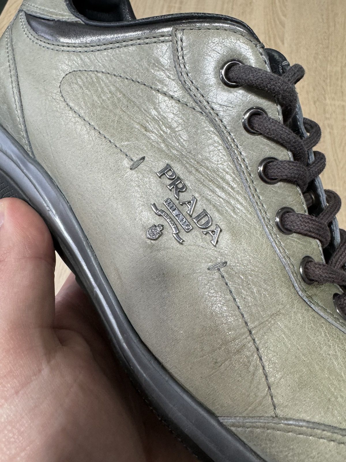 Prada × Vintage Vintage PRADA Leather LowTop Y2K Sneakers Size US 6 / EU 39 - 15 Thumbnail