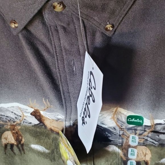Other Cabela's Y2K Pima Cotton Flannel Grey Elk Printed Chamois LS Size US XL / EU 56 / 4 - 6 Thumbnail