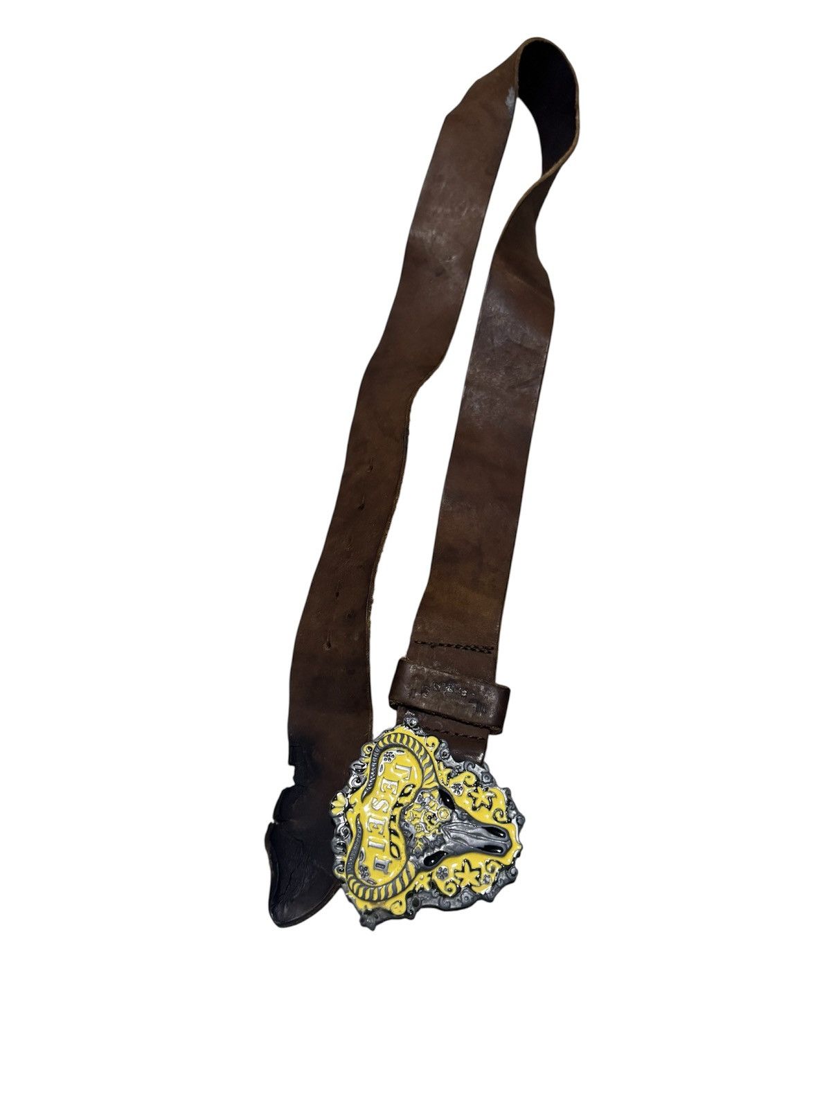 Diesel Vtg Diesel Western Style Long Horn Leather Belt Size ONE SIZE - 2 Thumbnail