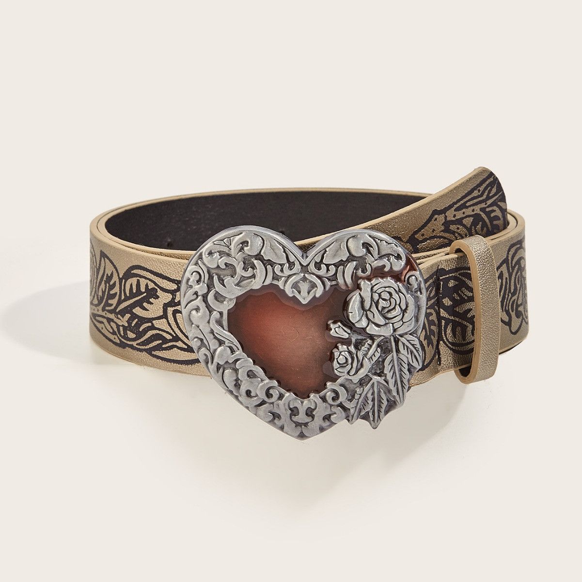 Other Classic Style Heart Shape Pu Leather Belt Size ONE SIZE - 1 Thumbnail
