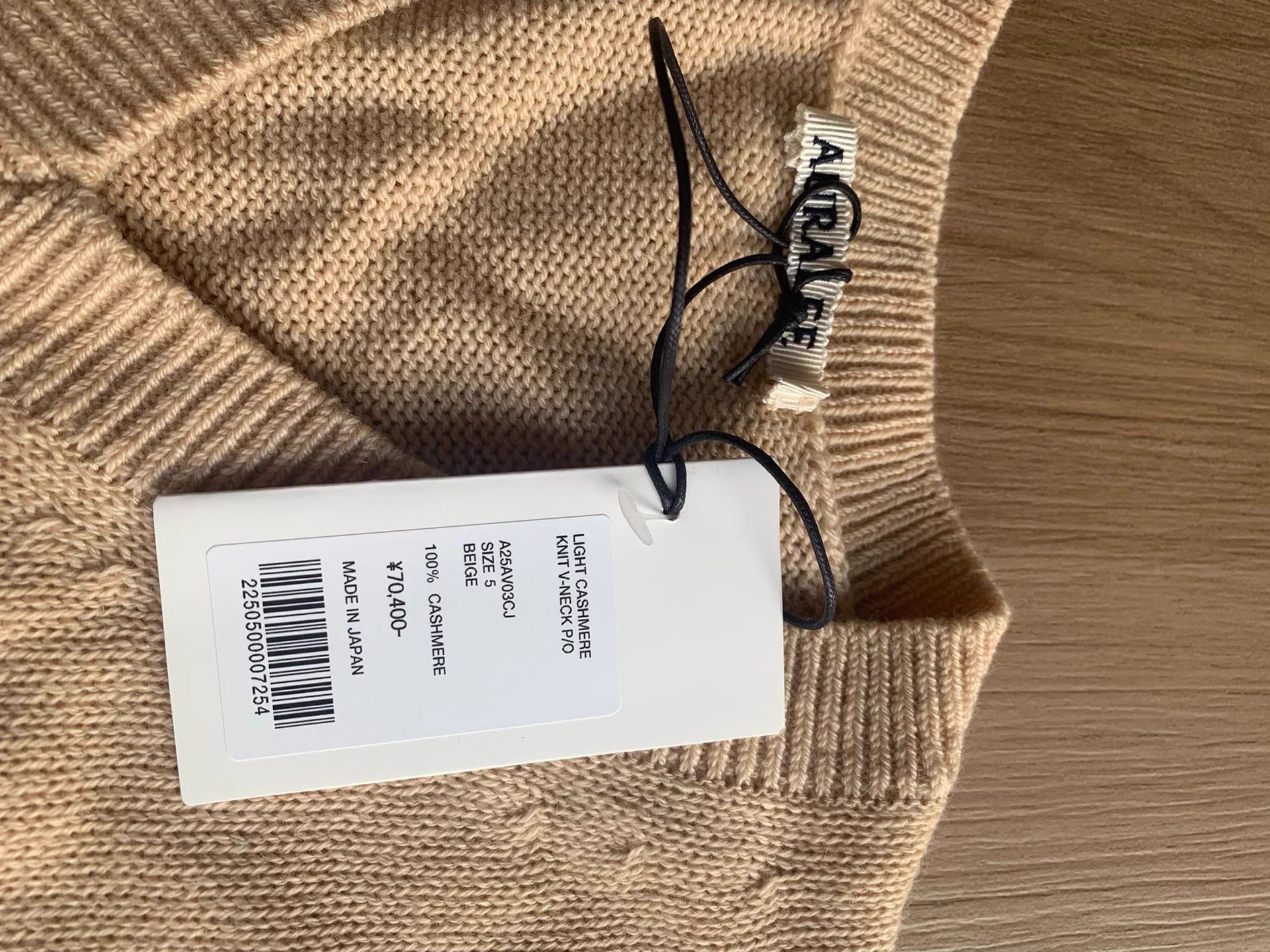LIGHT CASHMERE KNIT V-NECK P/O サイズ3 25aw AURALEE 25AW knit V-neck light cashmere shirt