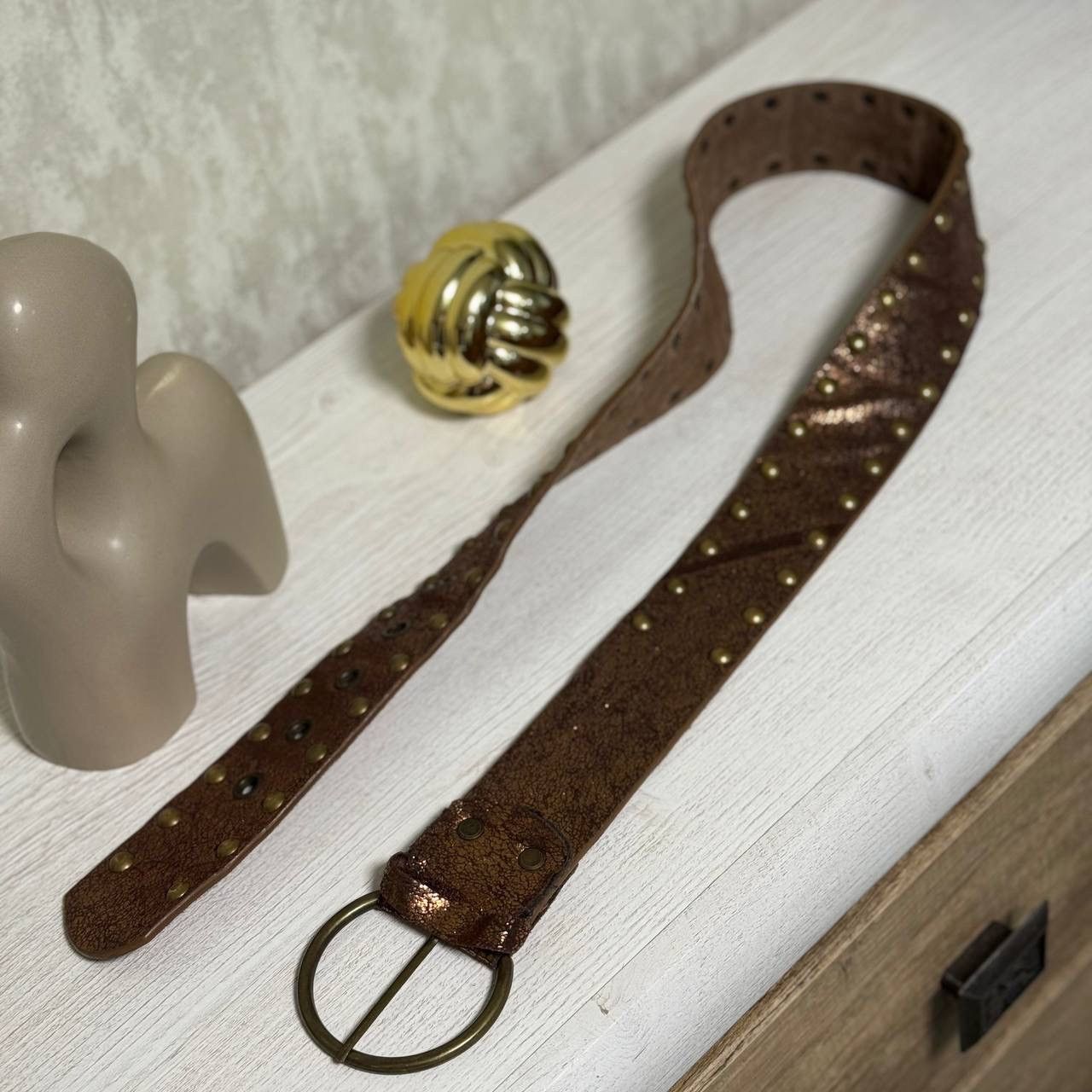 Yproject VTG Leather Belt Western Cowboy Size 110 Y2K 00S Usa in Brown, Men’s