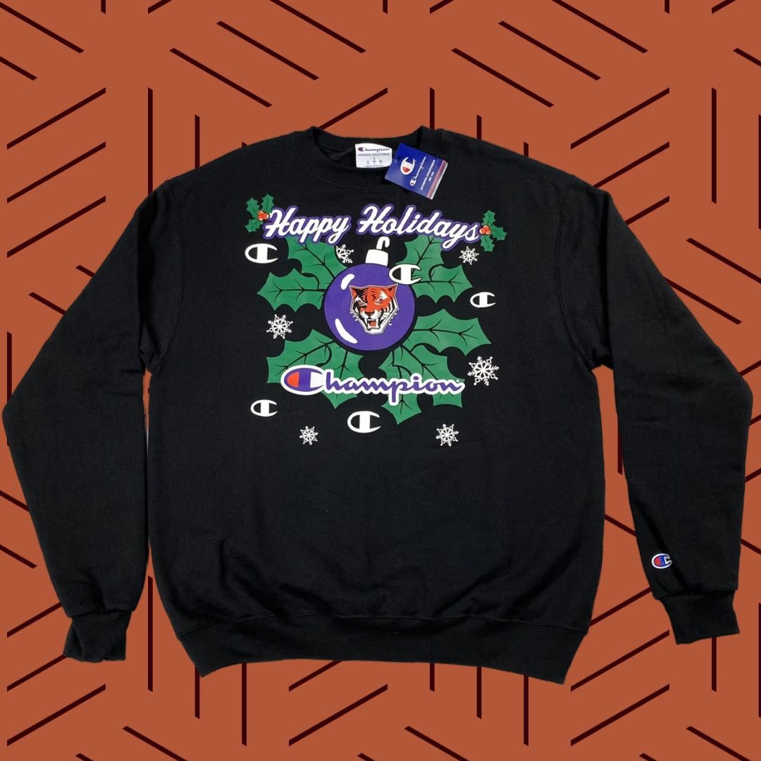Champion VINTAGE Champion Buffalo State Bengals Sweatshirt Hoodie L Adult Black Knit Logo Holiday 90s Mens Size US L / EU 52-54 / 3 - 1 Thumbnail