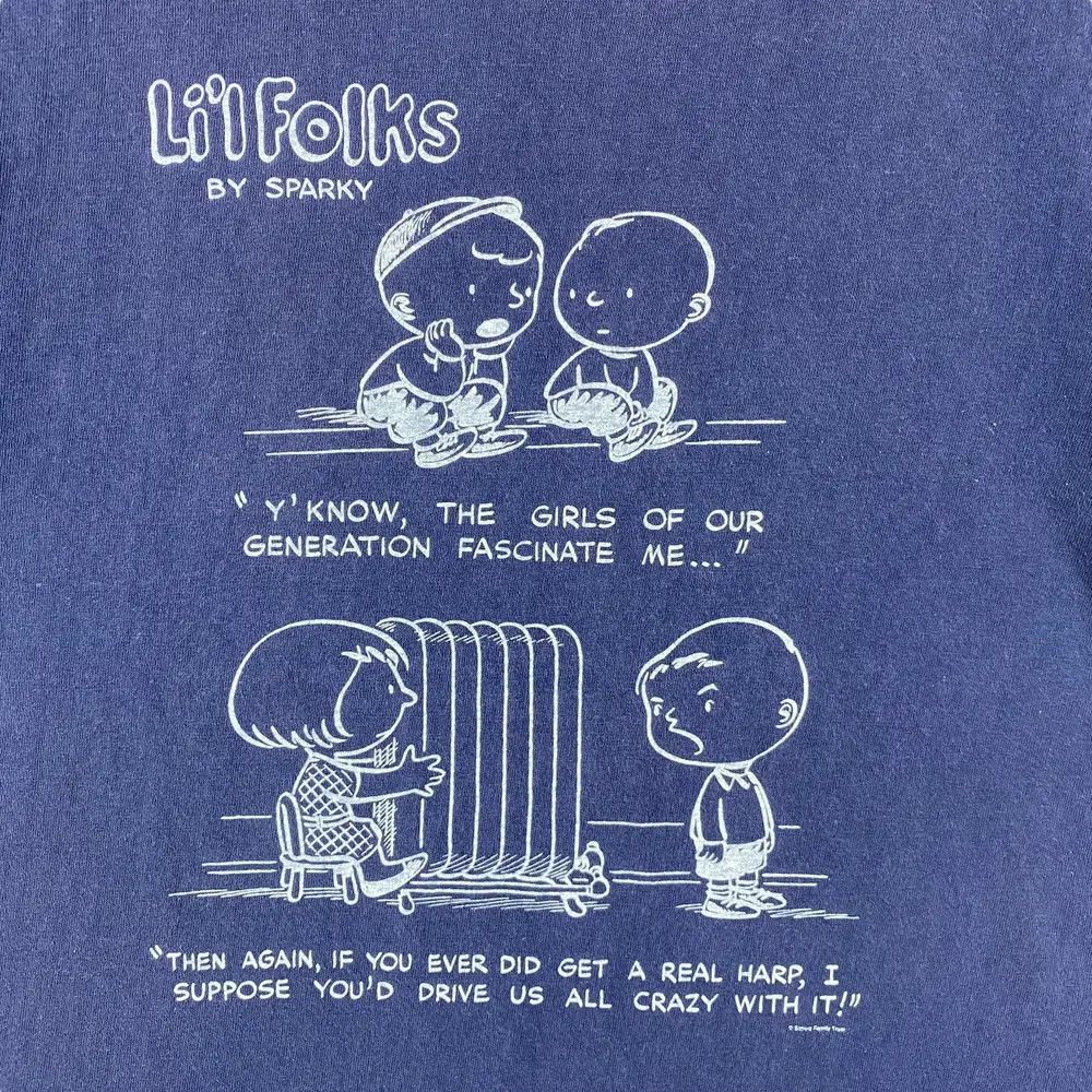 Japanese Brand LI'L FOLKS By Sparky Cartoon Made In Japan Indigo Tee Shirt Size US M / EU 48-50 / 2 - 2 Thumbnail