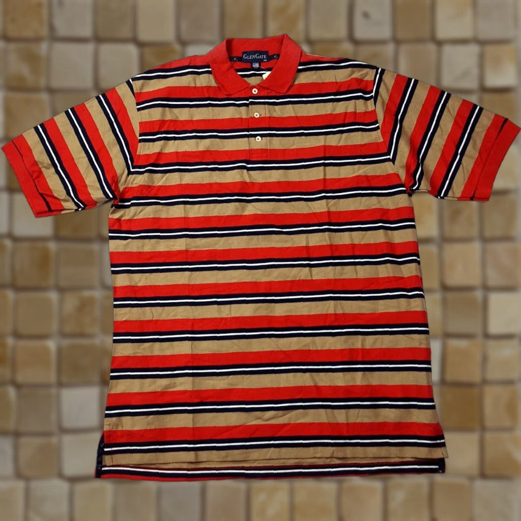 Vintage VINTAGE Glen Gate Polo Shirt Striped 2XL Red Short Sleeve Collared Casual Men’s Polo 90s Golf Grunge Retro Size US XXL / EU 58 / 5 - 1 Thumbnail