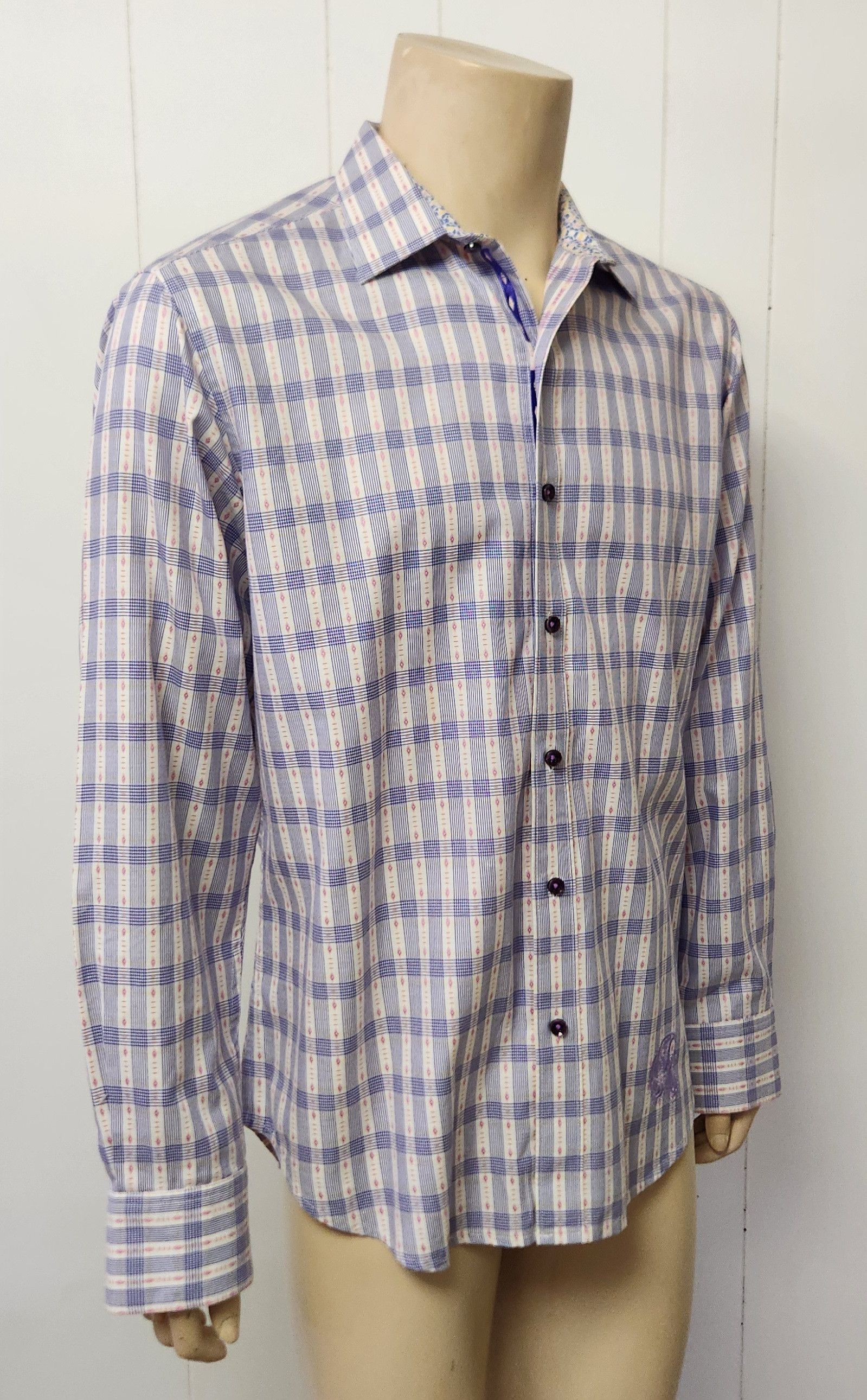 Robert Graham Robert Graham shirt L men's purple plaid cotton Size US L / EU 52-54 / 3 - 3 Thumbnail