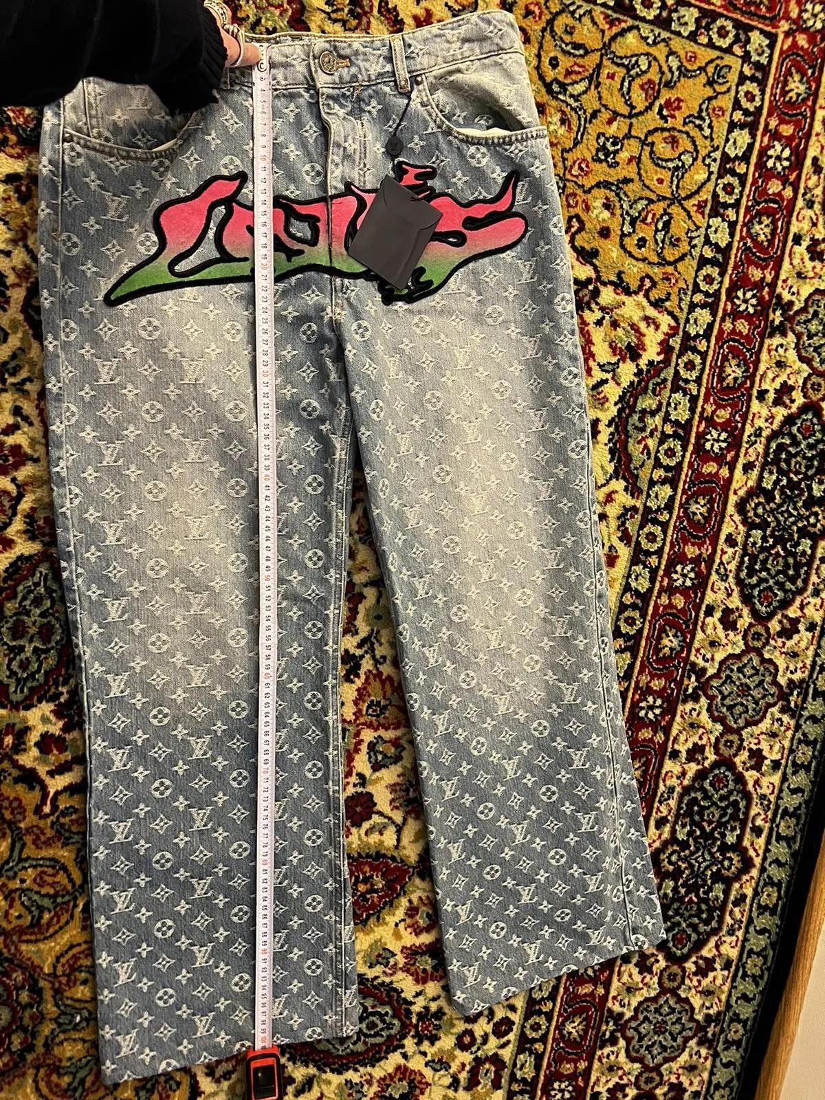 Louis Vuitton Virghil Abloh Graffiti Monogram Denim Jeans Size US 32 / EU 48 - 1 Thumbnail