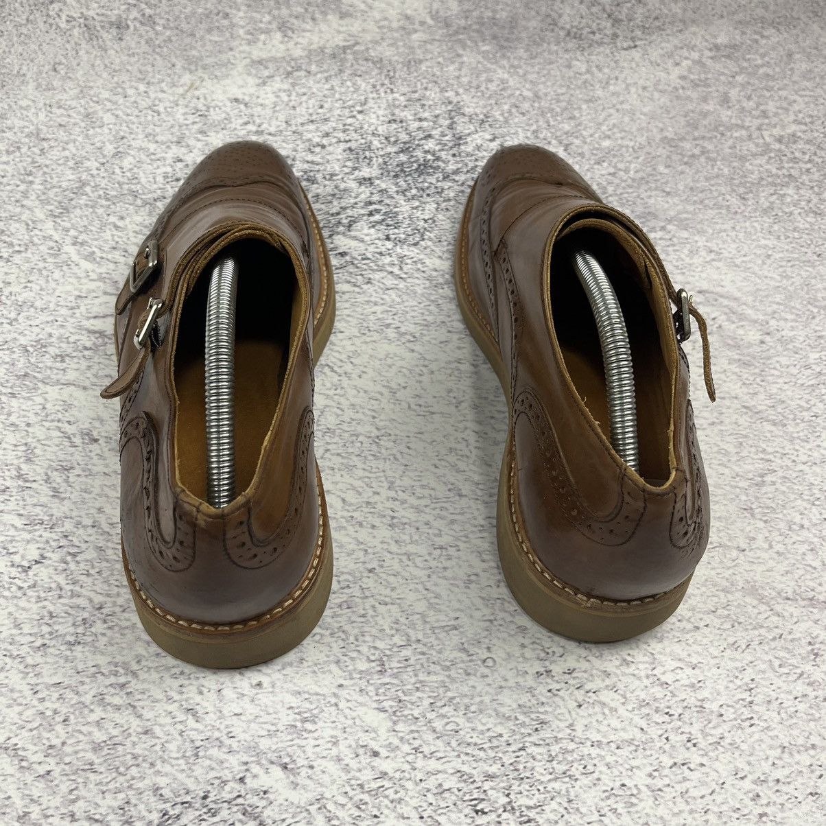 Designer × Leather Apia double monk leather shoes 6816 made in Portugal Size US 9 / EU 42 - 5 Thumbnail