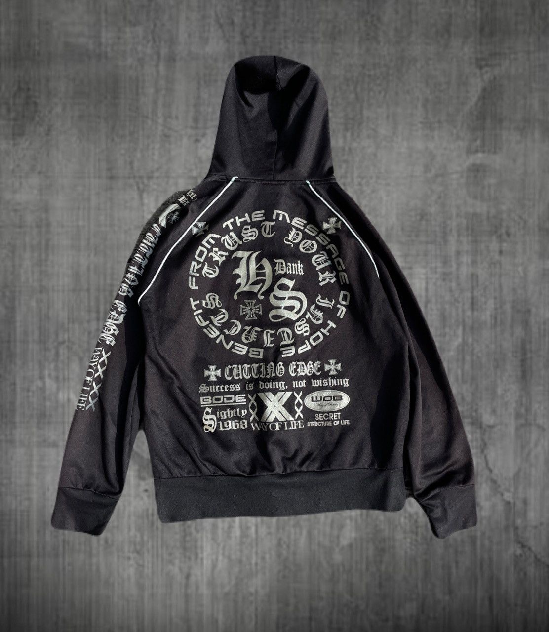 If Six Was Nine 2000s Japanese archive Vkei Glitter Poem Zip-up Hoodie Y2K Size US S / EU 44-46 / 1 - 1 Thumbnail