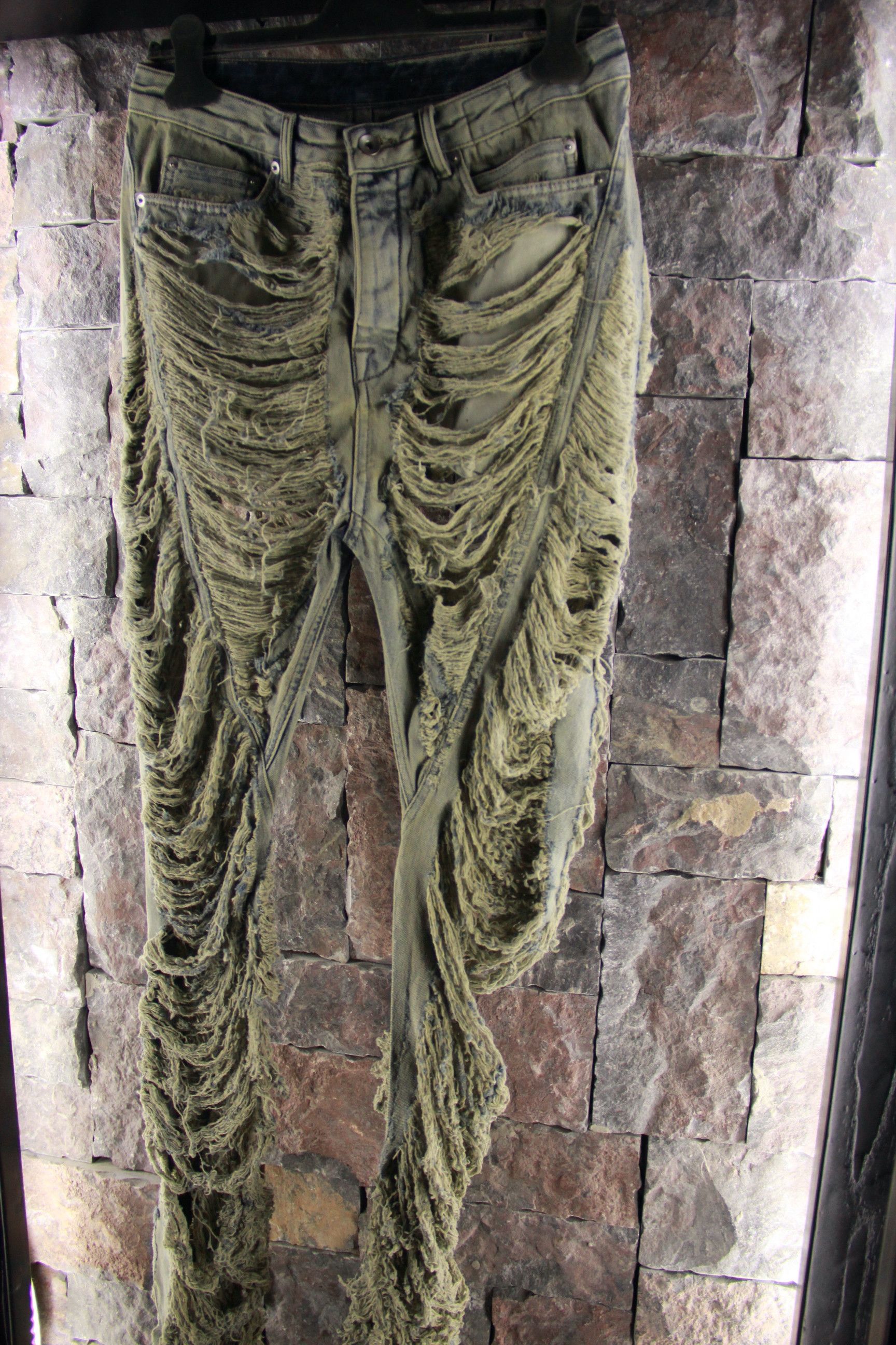 Rick Owens Drkshdw Rick Owens Bela Shredded Wide Leg Jeans Size US 31 - 3 Thumbnail