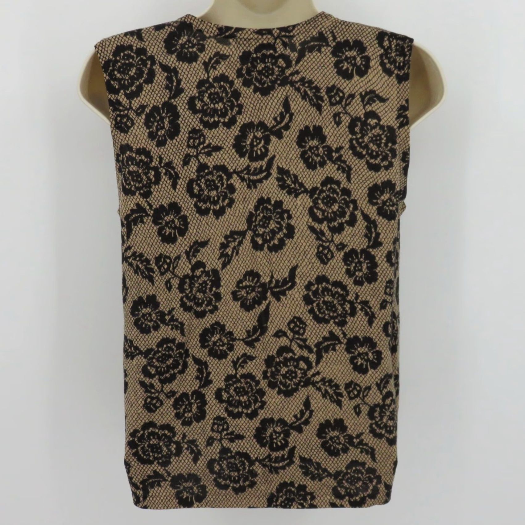 Vintage August Silk Knits Women M Black Floral Flower Lace Print Sleeveless Sweater Size M / US 6-8 / IT 42-44 - 4 Thumbnail