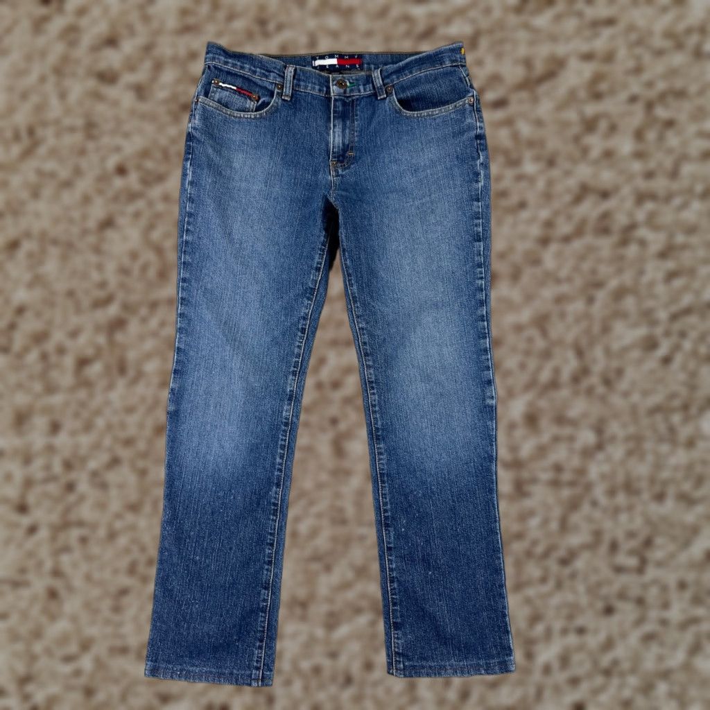 Tommy Hilfiger Tommy Hilfiger Pants Womens 11 Blue Denim Jeans Straight Mid Rise Cotton Blend Size 32" / US 10 / IT 46 - 1 Thumbnail