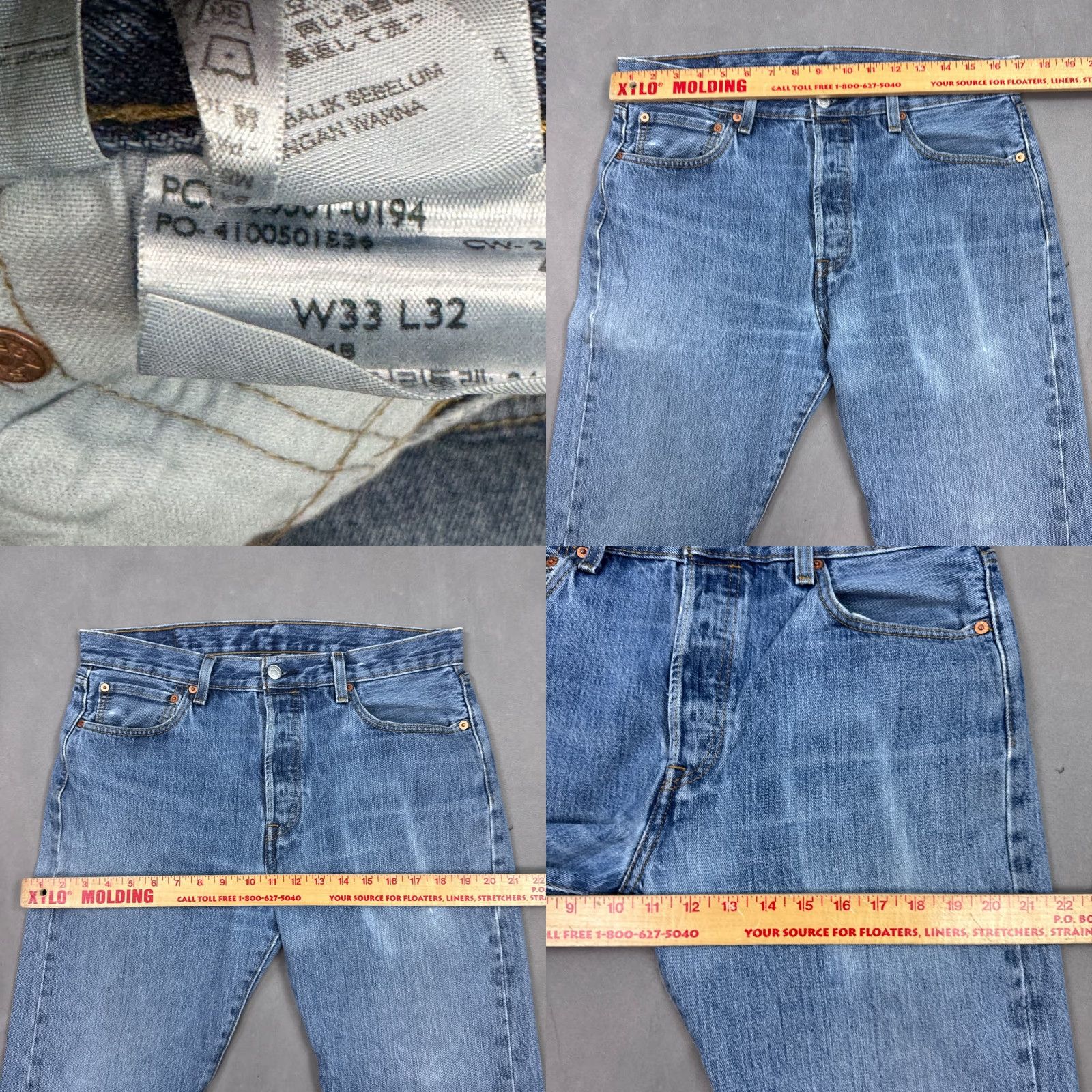 Levi's Levi's 501 Jeans Men Blue Denim Button Fly Pant 34x30 Distressed Faded Vintage? (Tag33x32) Size US 33 - 9 Thumbnail