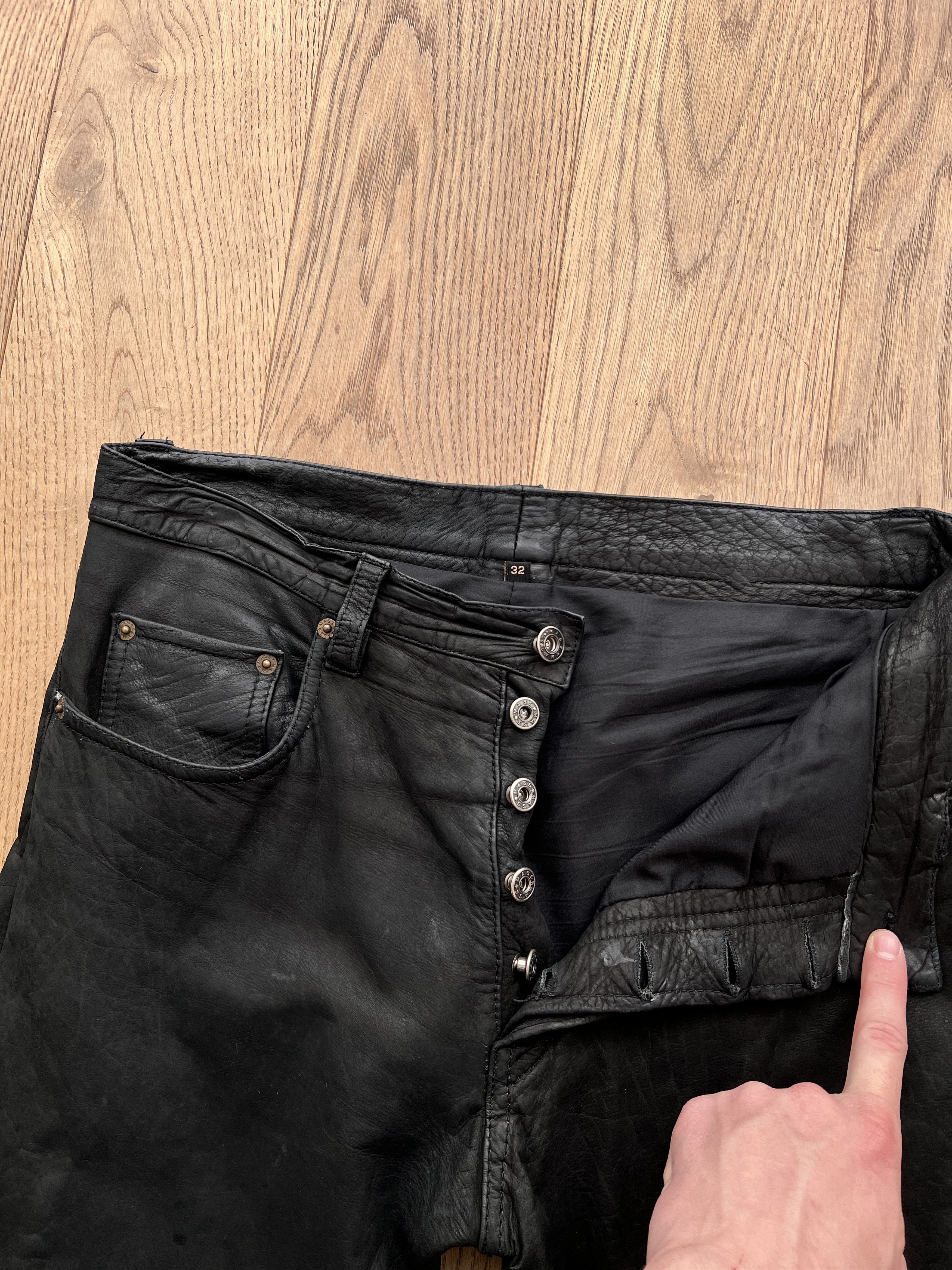 If Six Was Nine Crazy! Vintage real soft leather pants true faded y2k racing Size US 31 - 12 Thumbnail